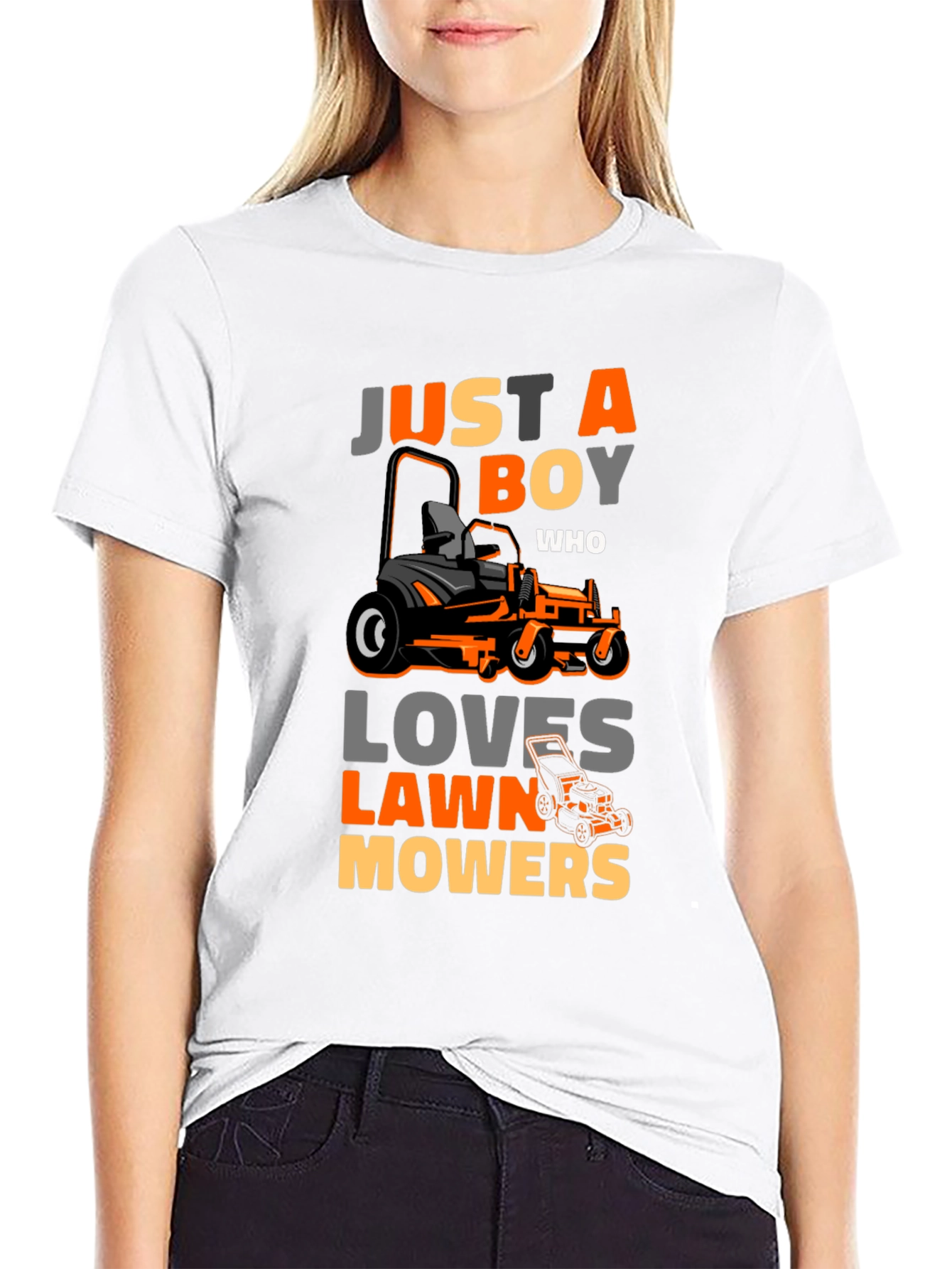 Black Just A Boy Who Loves Lawn Mowers T-Shirt view 9