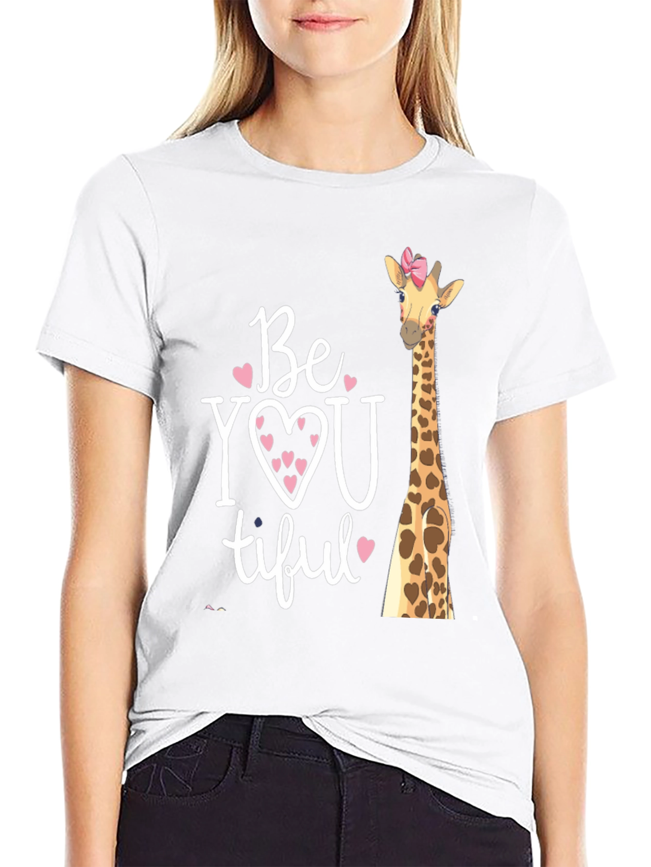 Black BeYOUtiful Giraffe Graphic Tee - Unisex Black T-Shirt view 9