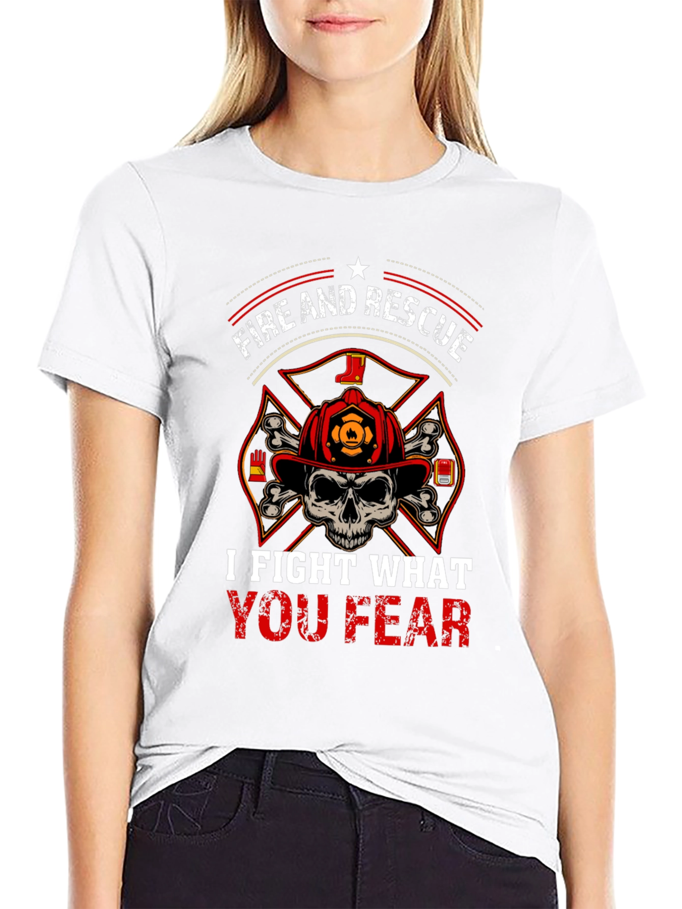 Black Fire and Rescue T-Shirt - I Fight What You Fear view 9
