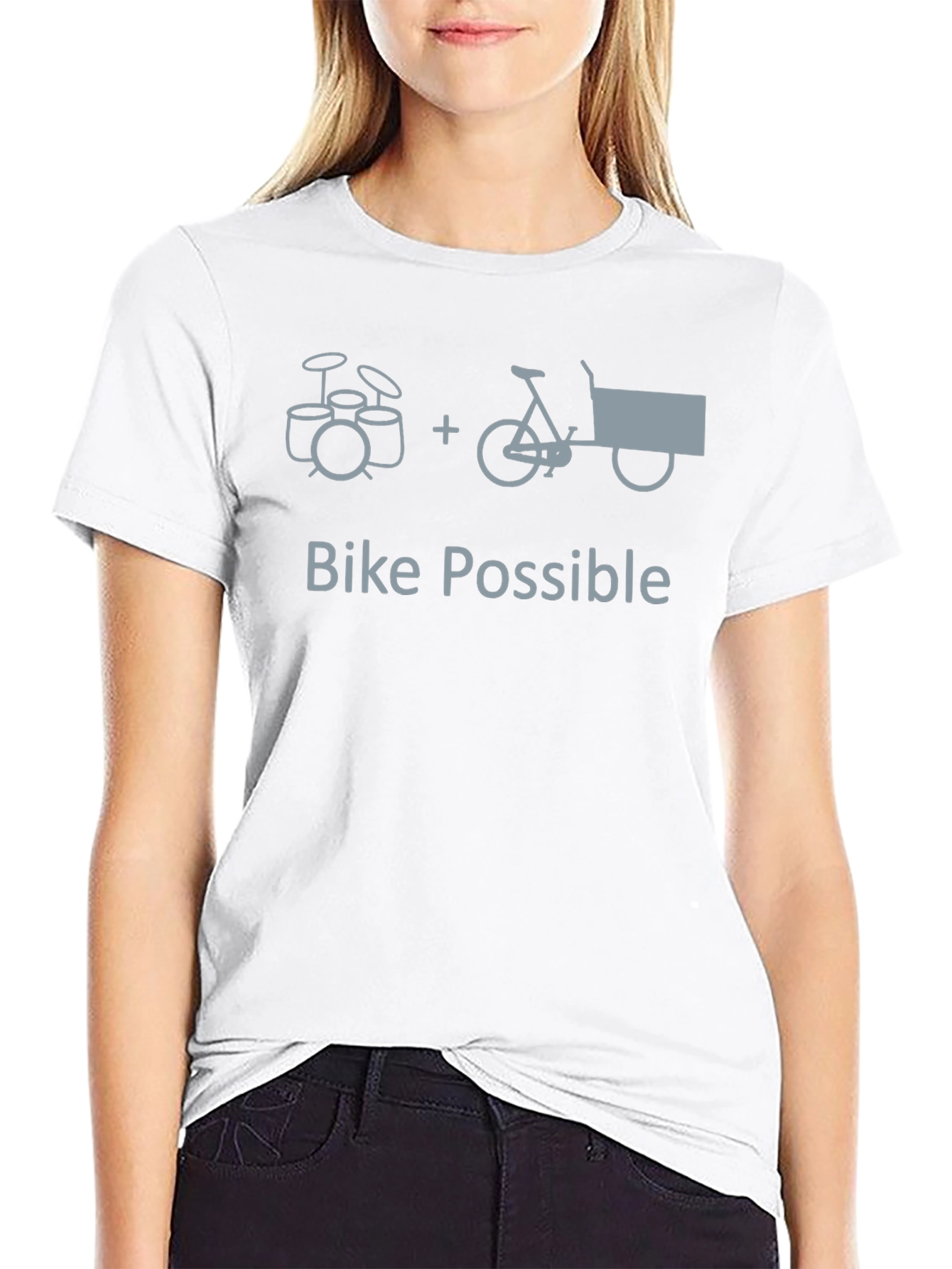 Black Drum Kit + Bike = Bike Possible Graphic Tee view 9