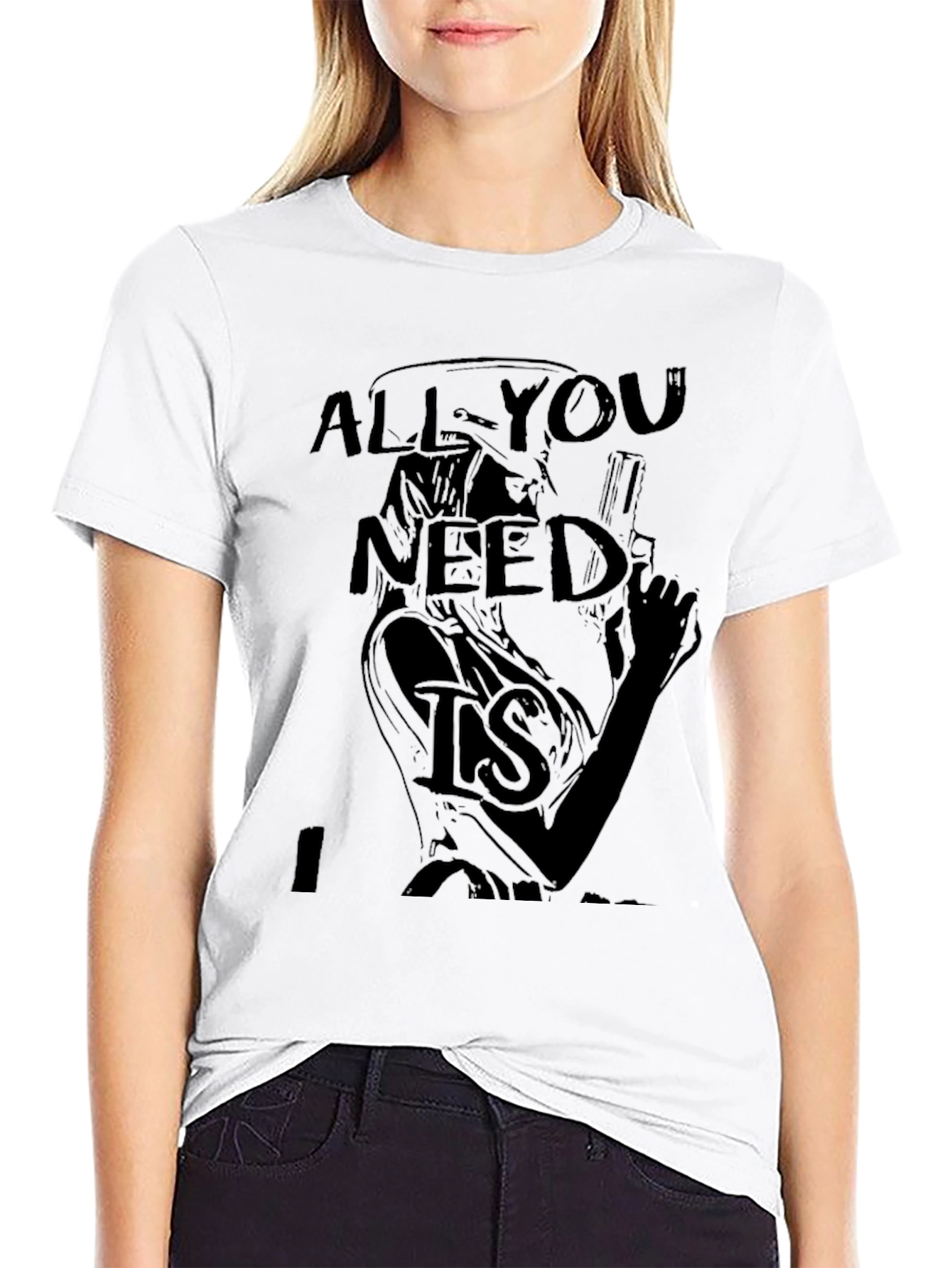 Black All You Need Is T-Shirt - Graphic Print Tee view 9
