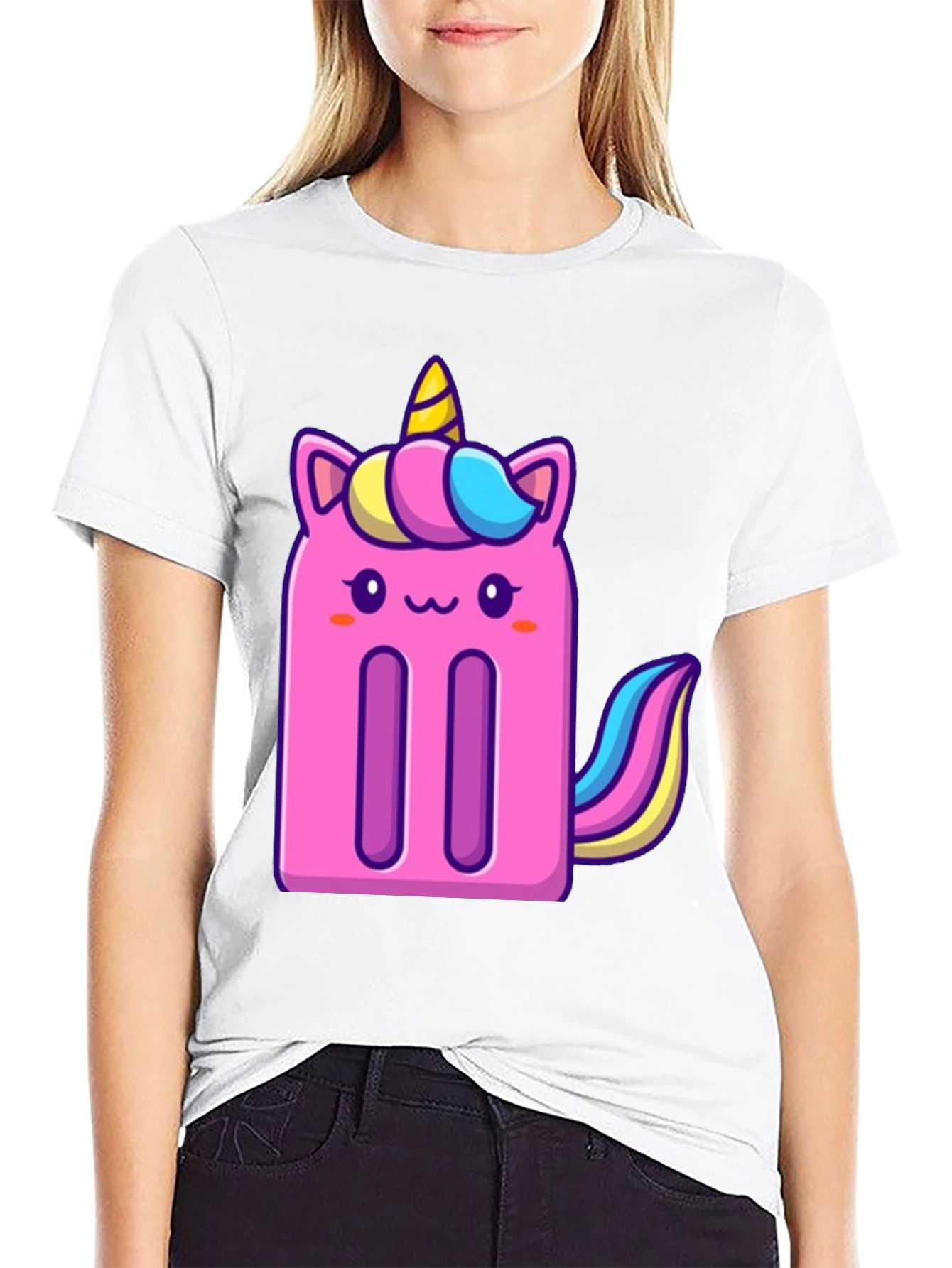 Black Unicorn Popsicle Graphic Tee - Black Cotton Blend T-Shirt view 9