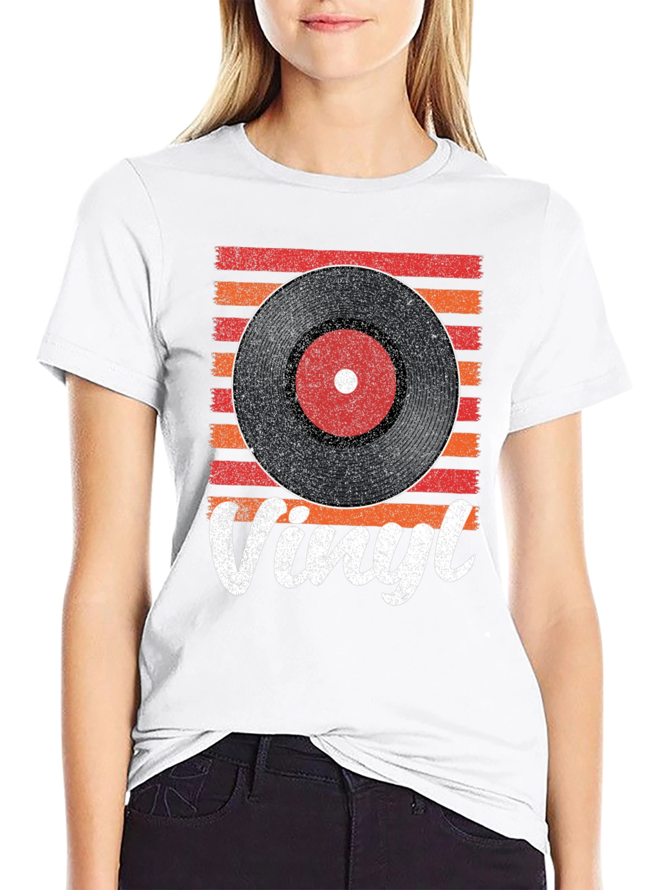 Black Vintage Vinyl Record Graphic Tee - Retro Music Lover Shirt view 9