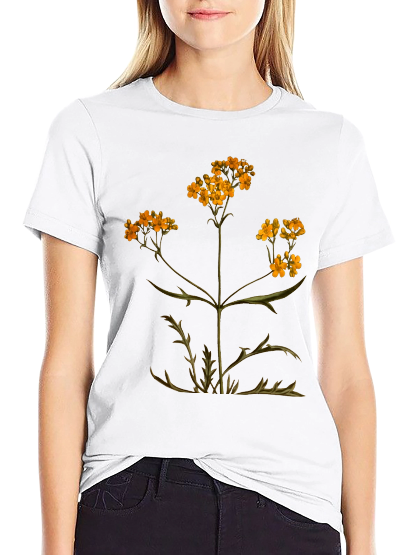 Black Botanical Graphic T-Shirt - Black Cotton Tee view 9