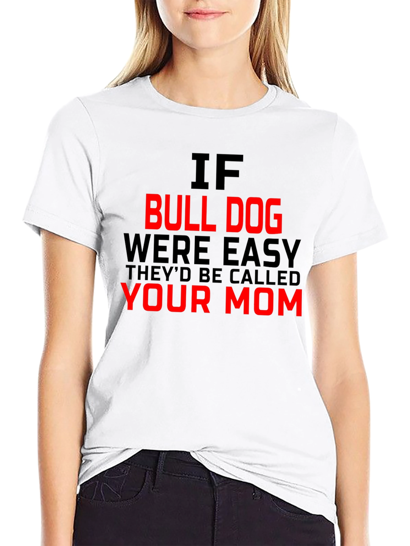 Black Funny Bulldog Your Mom Black T-Shirt view 9