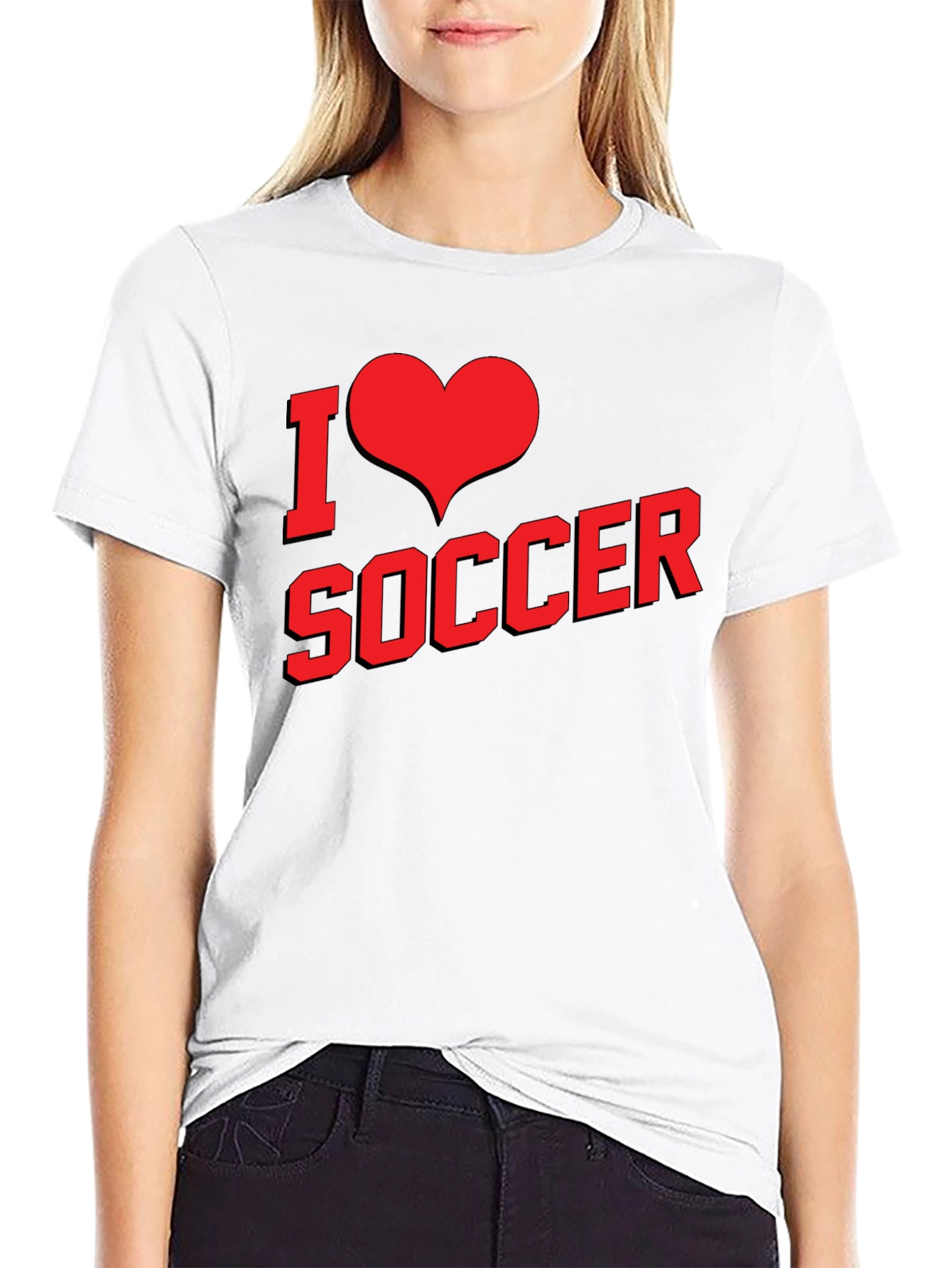 Black I Love Soccer Graphic Tee - Black Cotton T-Shirt view 9