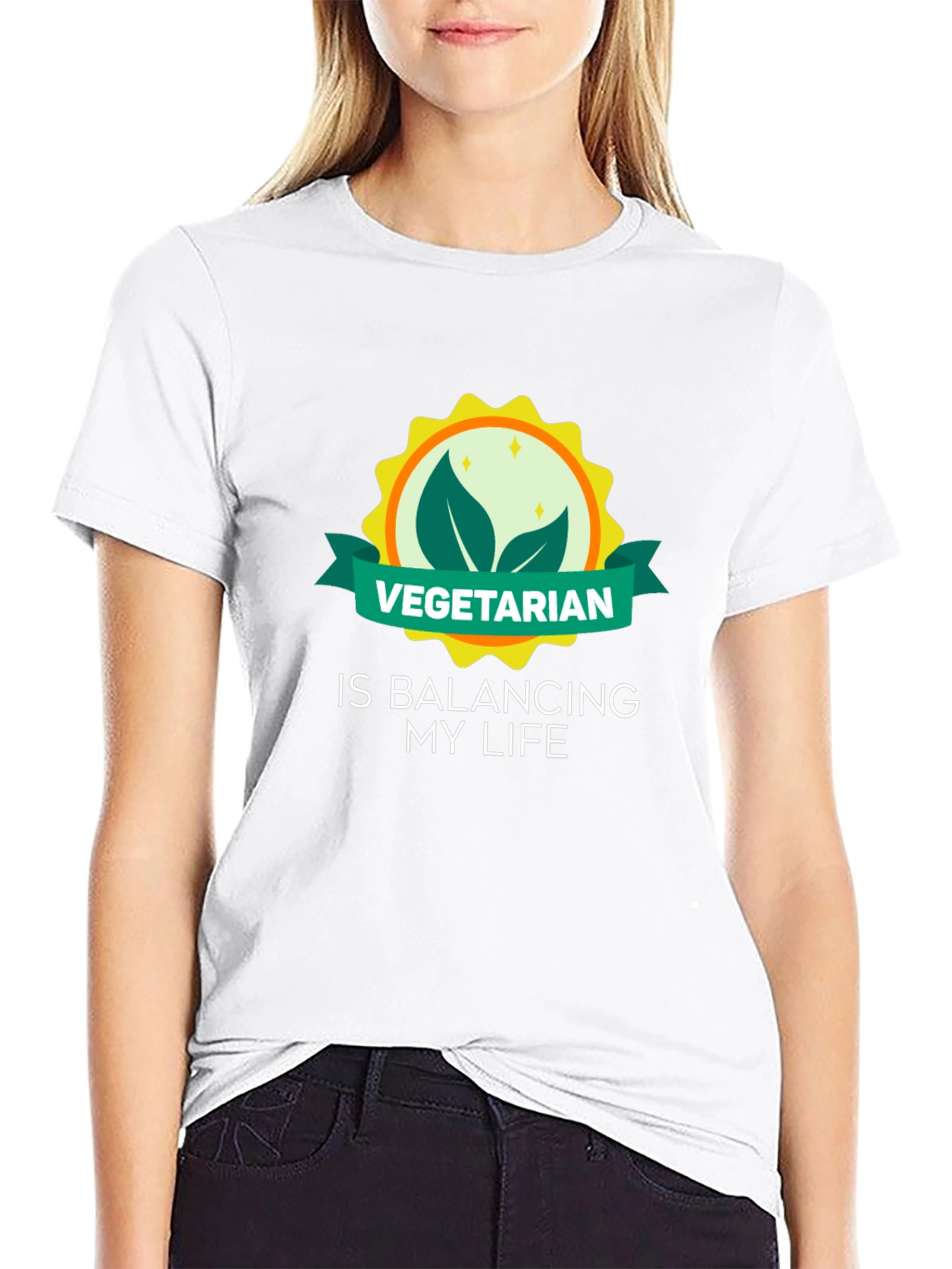 Black Vegetarian Lifestyle Graphic Tee - Balancing My Life view 9