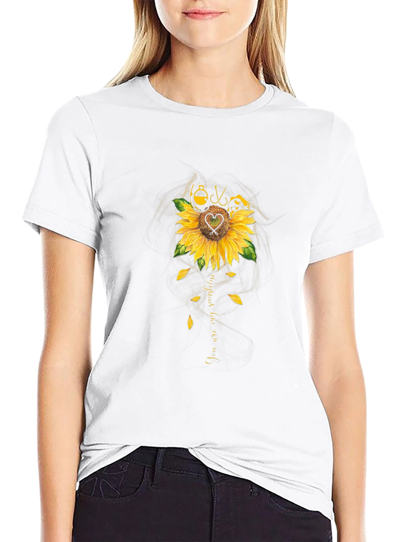 Black Fishing Sunflower Graphic T-Shirt - Black view 9