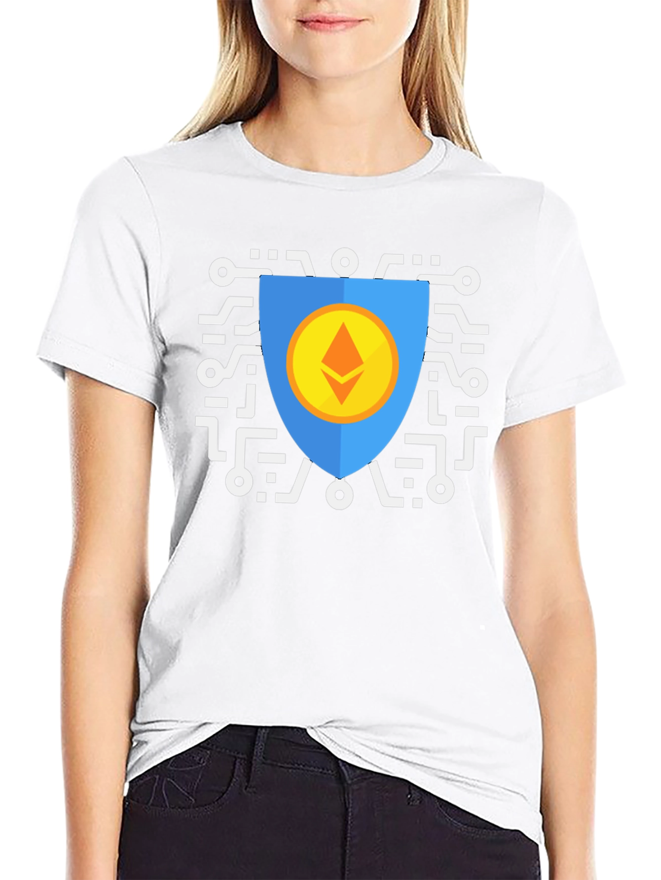Black Ethereum Shield Graphic T-Shirt view 9