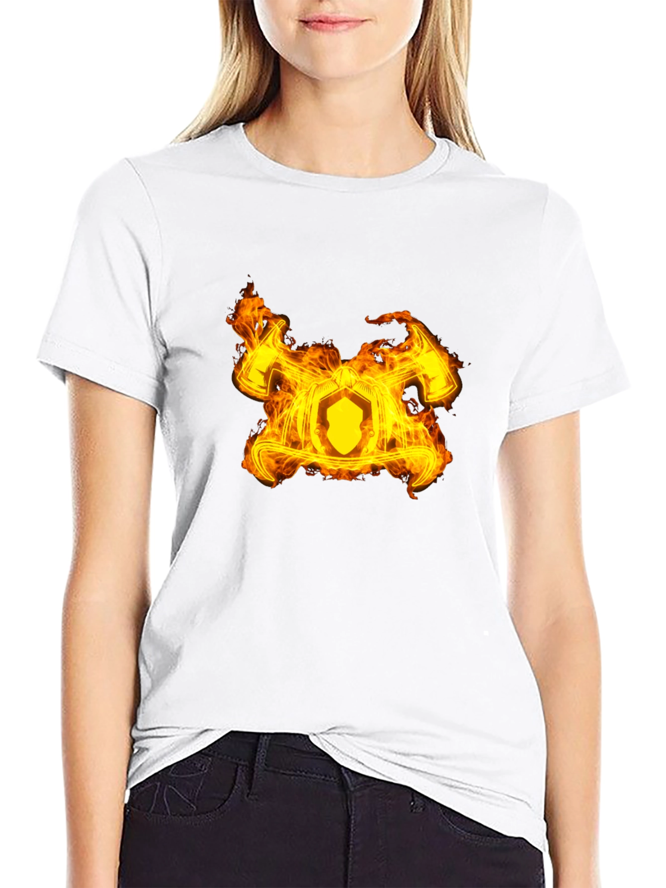 Fiery Firefighter Maltese Cross Black T-Shirt - 9