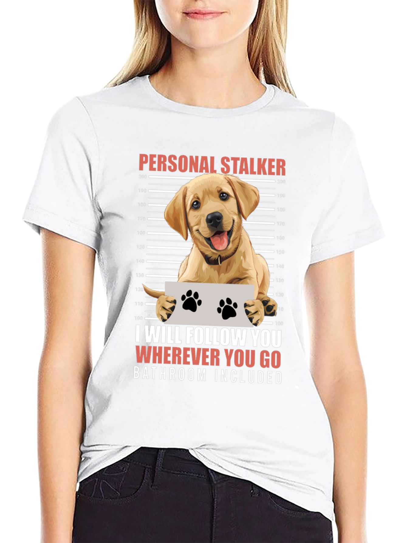 Black Personal Stalker Dog Humor Graphic Tee view 9