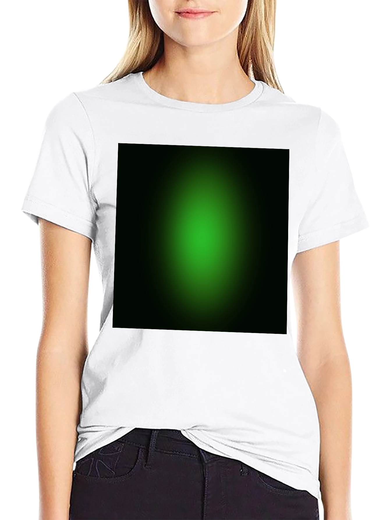 Black Men's Black T-Shirt with Green Gradient Design view 9