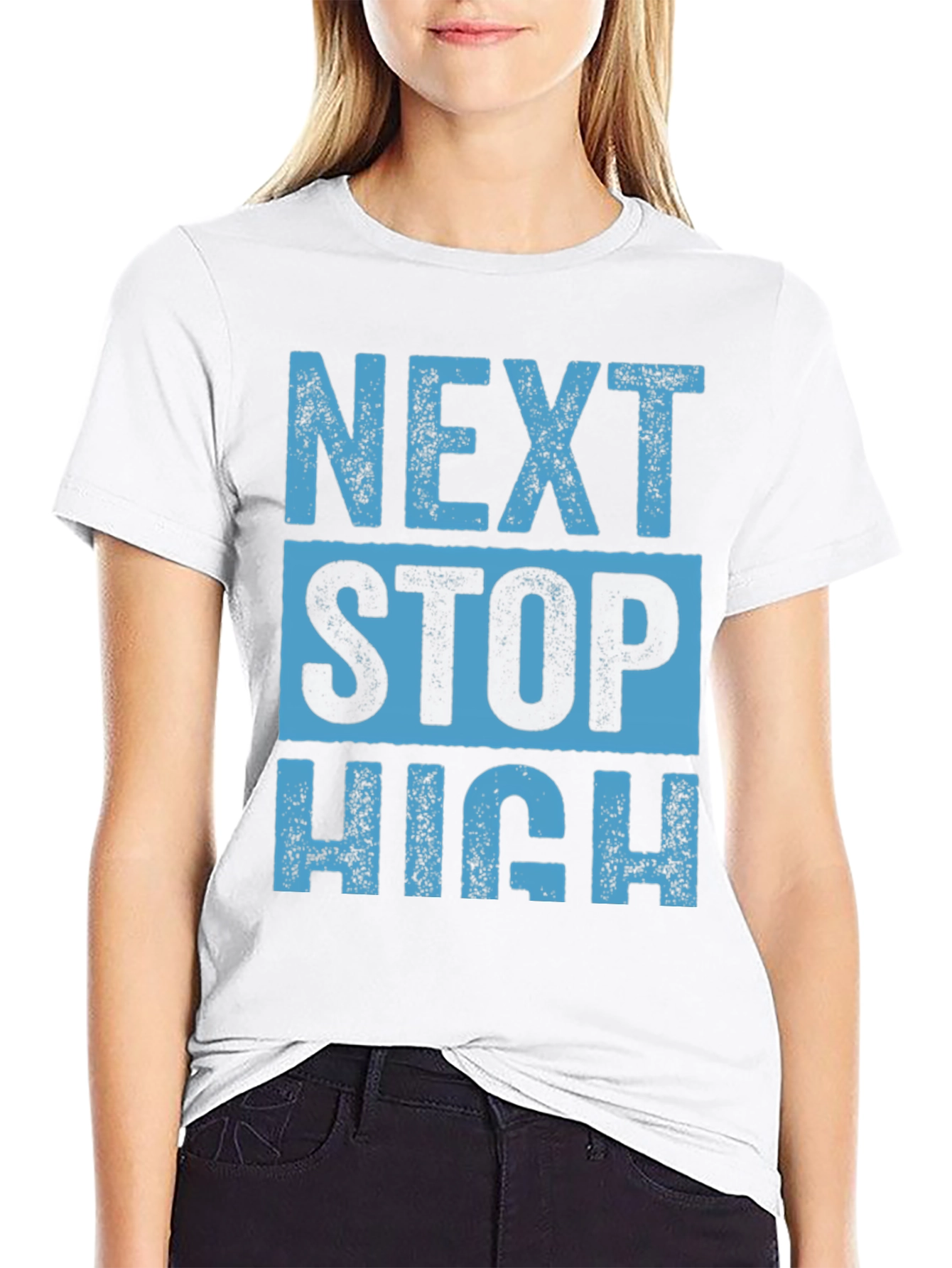 Black Next Stop High Black Graphic T-Shirt view 9