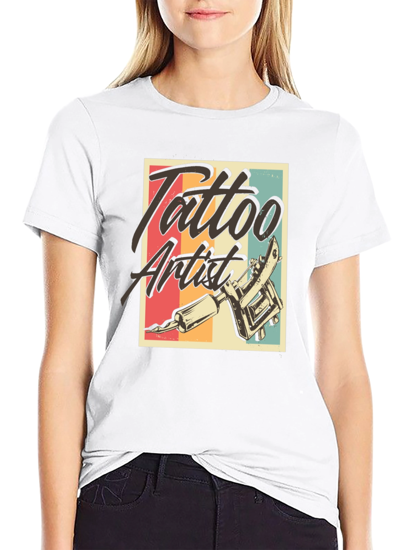 Black Tattoo Artist Graphic Tee - Vintage Style Black T-Shirt view 9