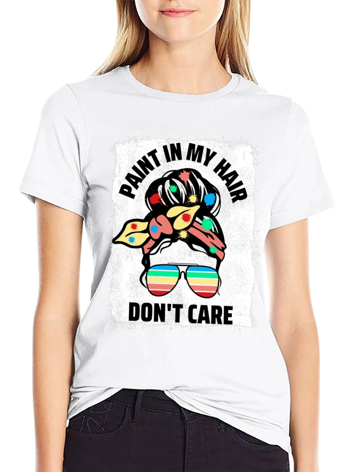Black Paint In My Hair Don't Care Black T-Shirt view 9