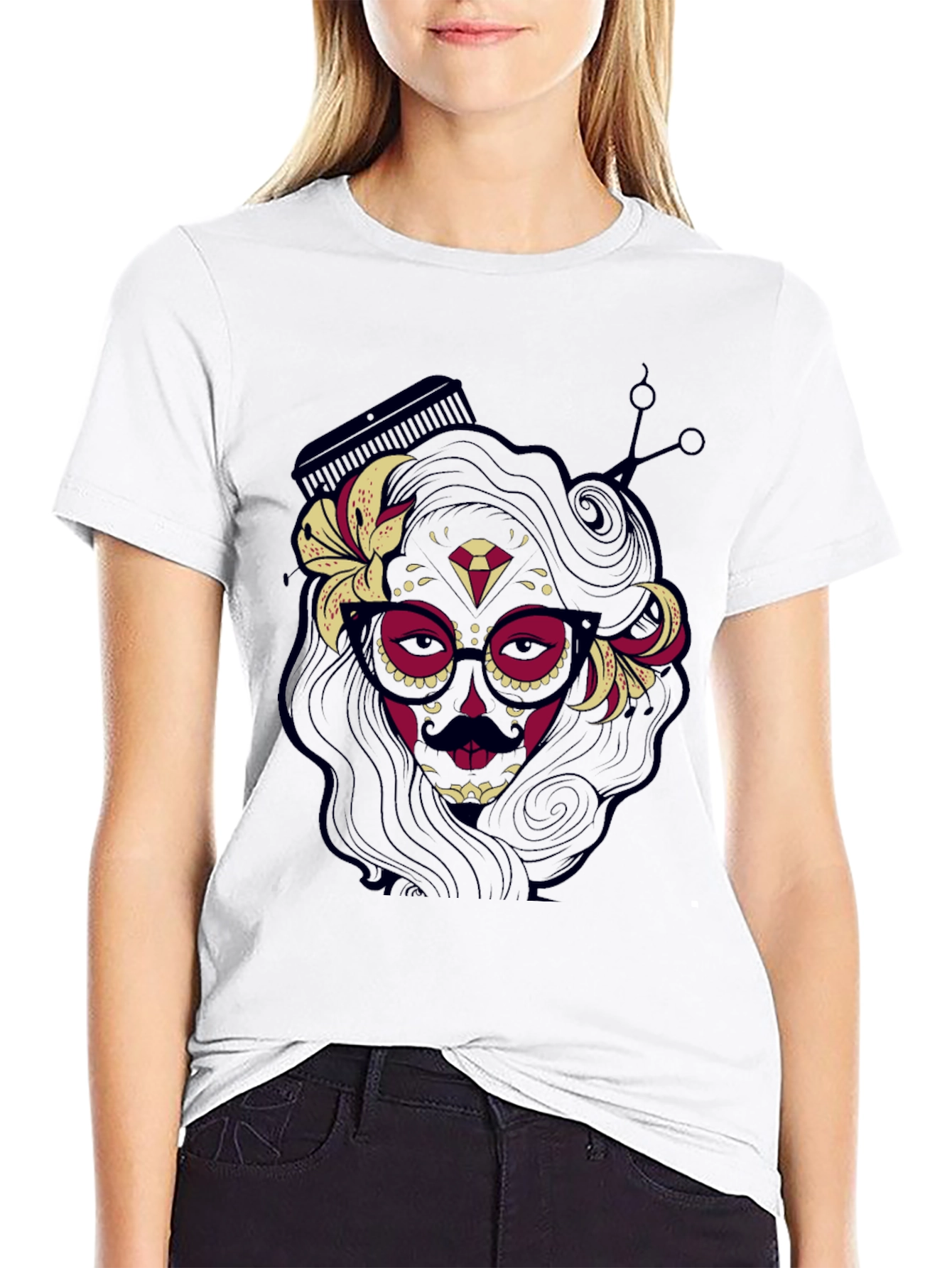 Black Sugar Skull Barber T-Shirt view 9