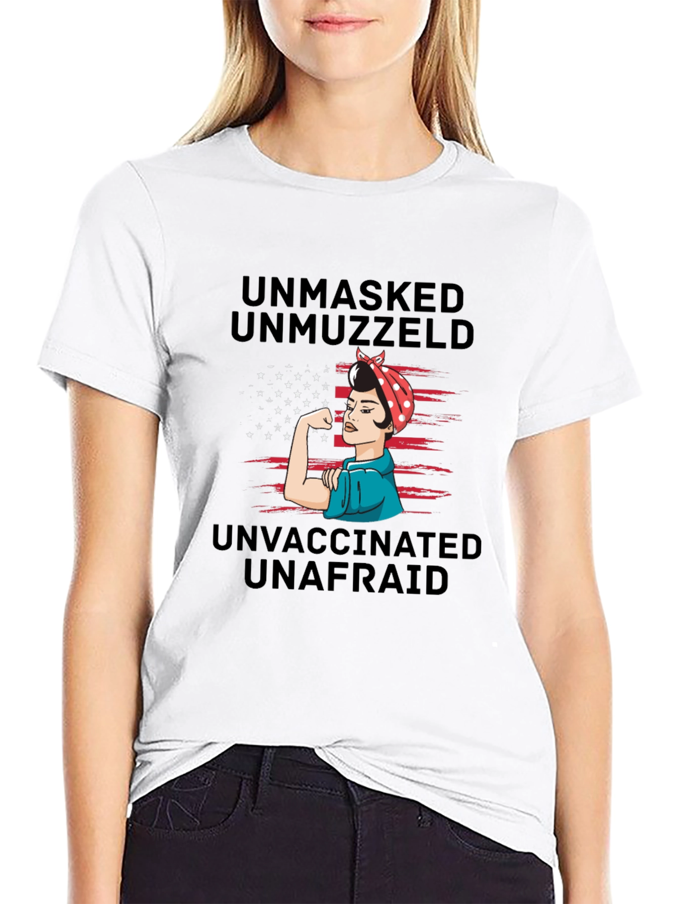 Black Unmasked Unmuzzled Unafraid Graphic Tee view 9