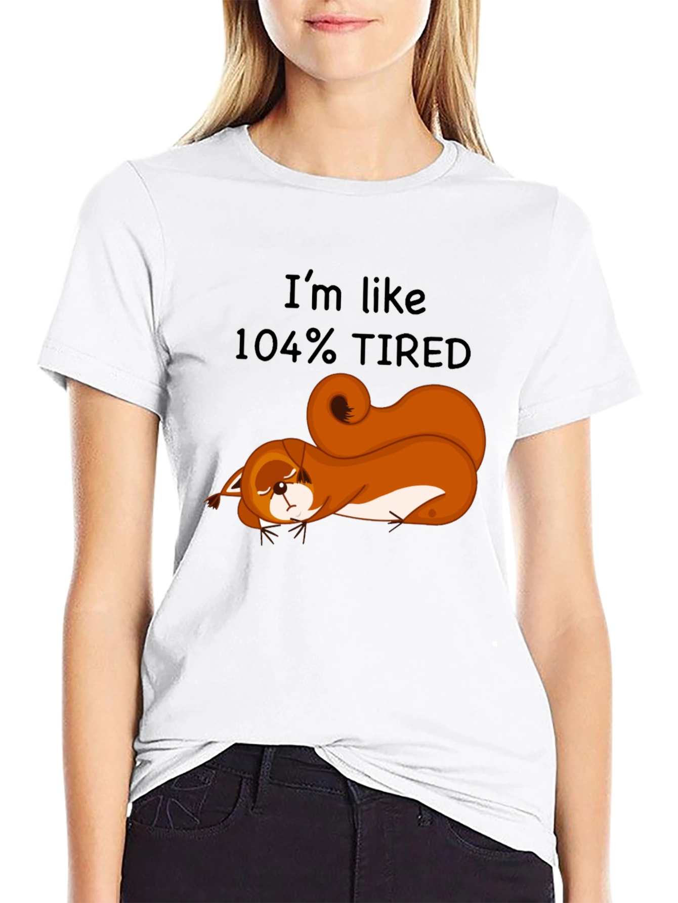 Black I'm Like 104% Tired Squirrel Graphic Tee view 9
