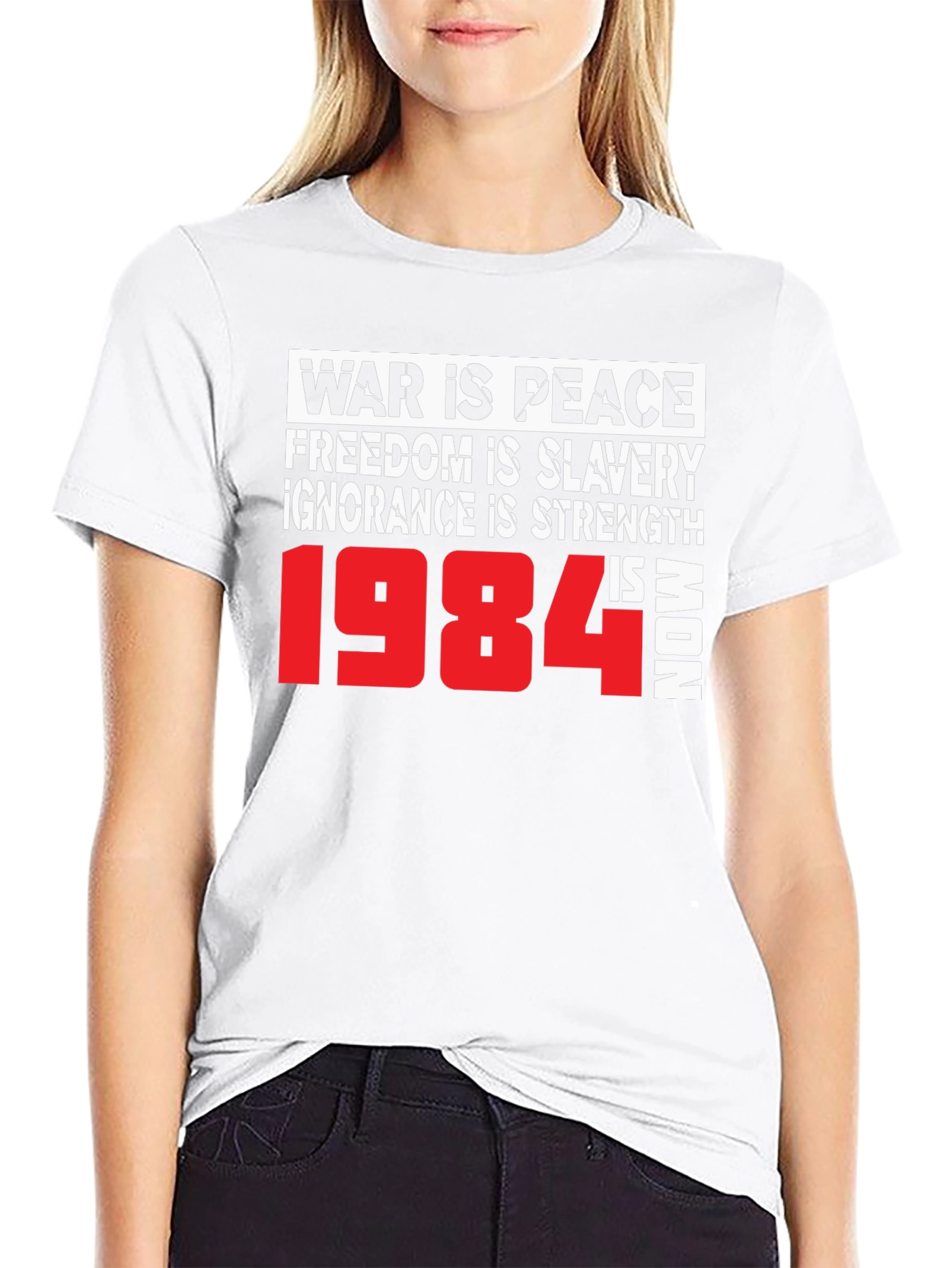 Black 1984 is NOW Men's Graphic Tee view 9