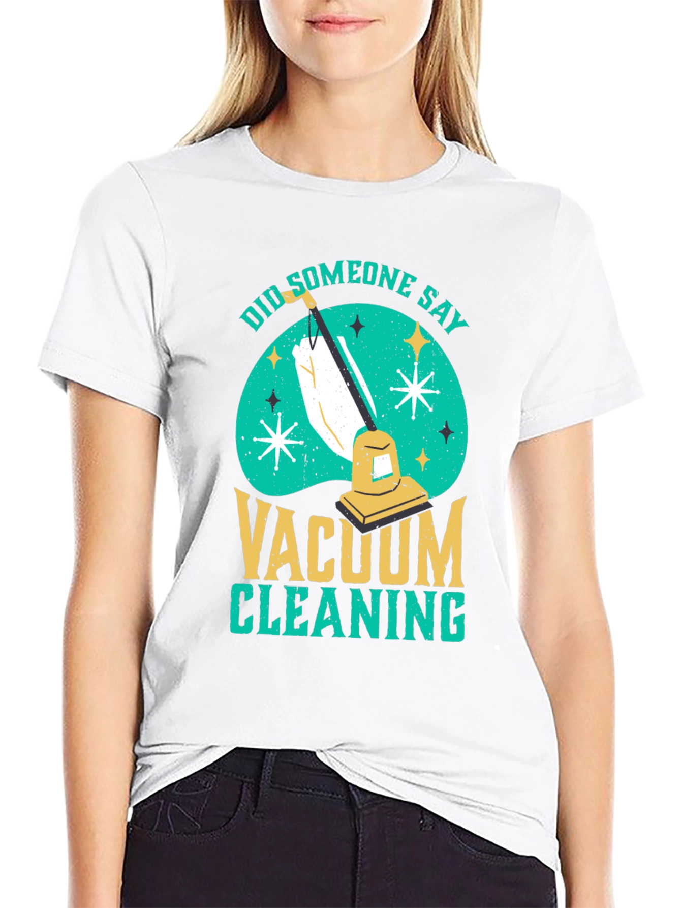Black Funny Vacuum Cleaning T-Shirt view 9