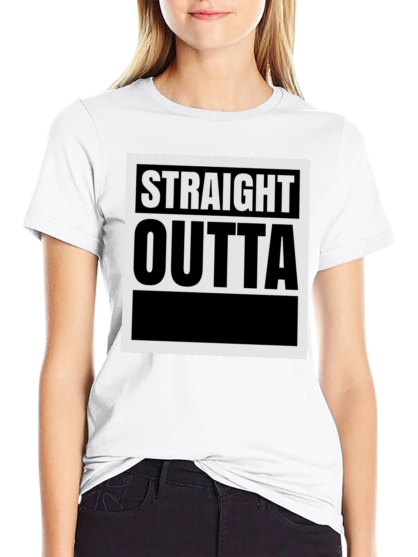 Black Straight Outta T-Shirt - Classic Graphic Tee view 9