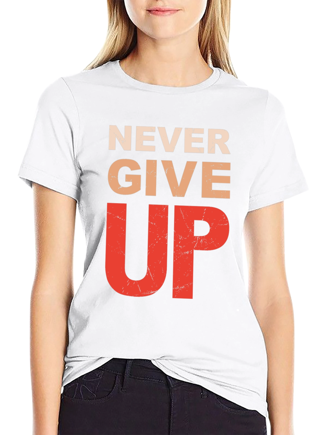 Black Never Give Up Graphic Tee - Inspirational Motivation Shirt view 9