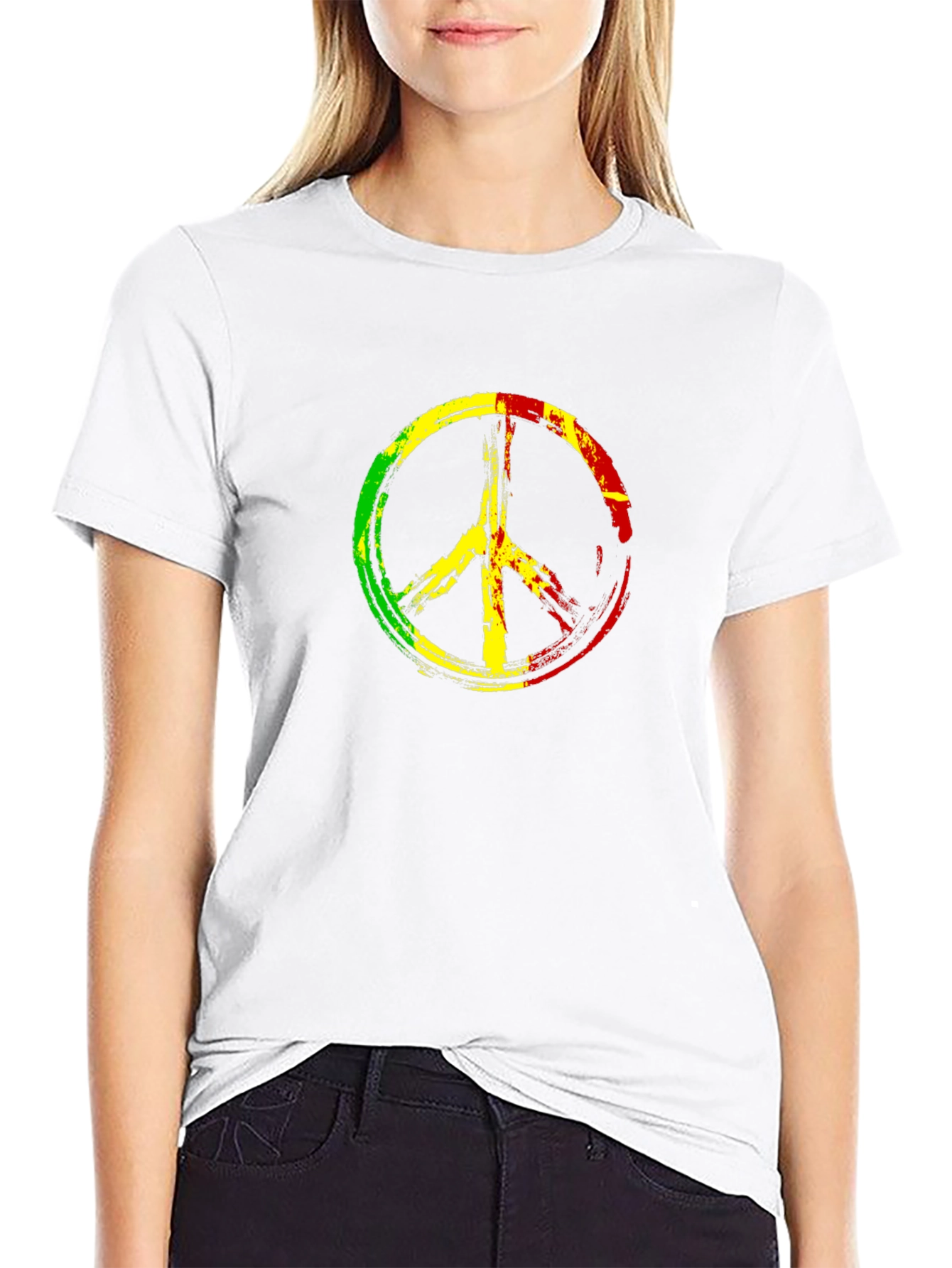 Black Rasta Peace Sign Black T-Shirt view 9