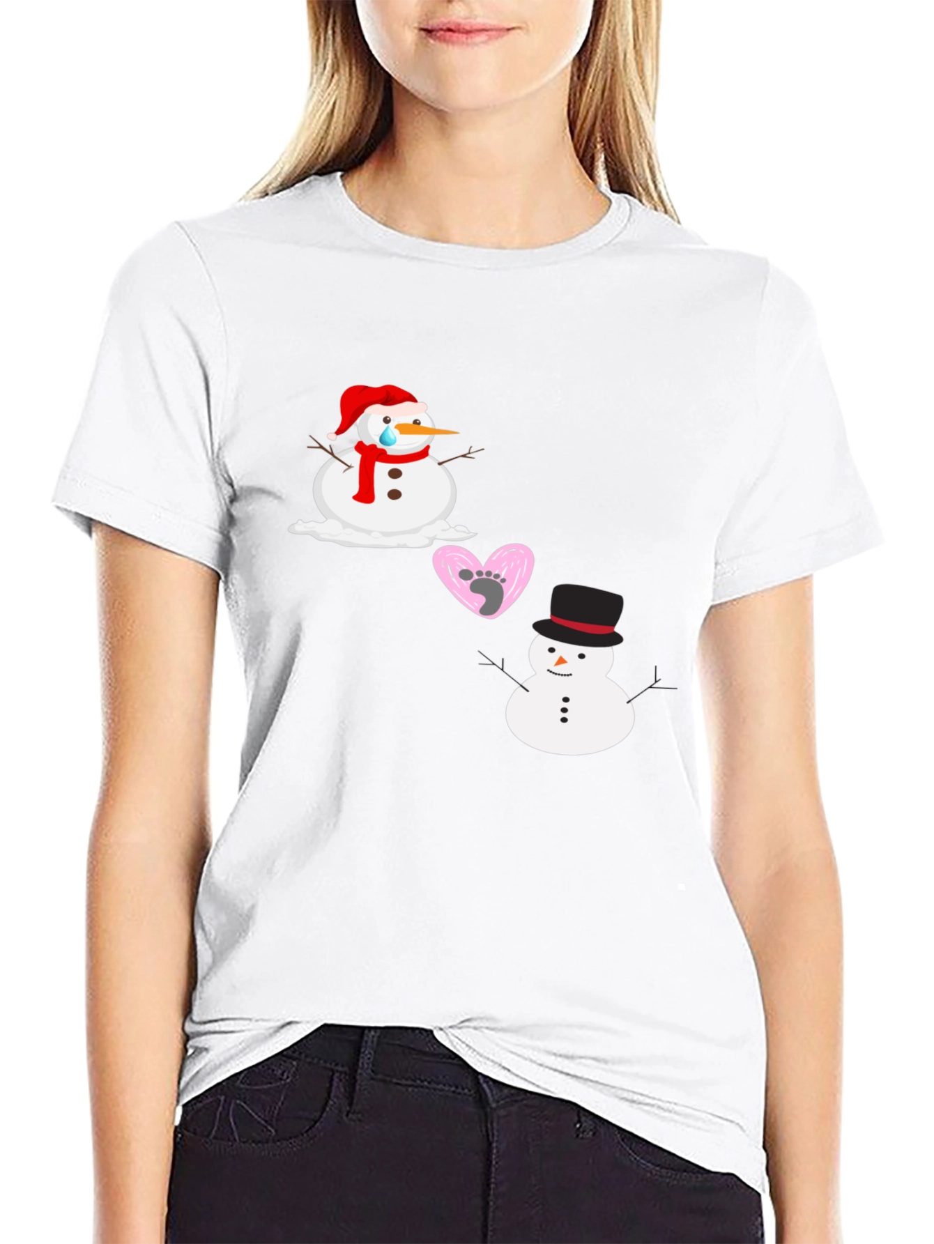 Black Sad Snowman T-Shirt view 9