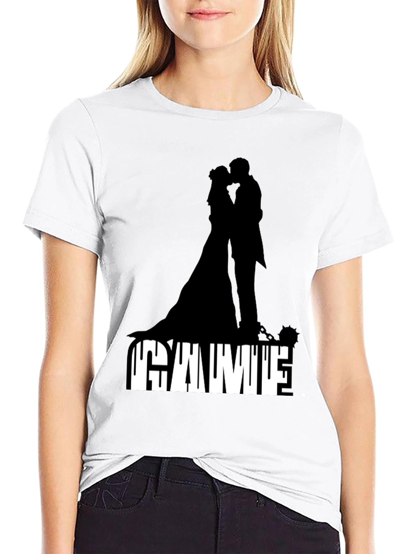 Black Gamufe Wedding Silhouette Graphic Tee - Black view 9