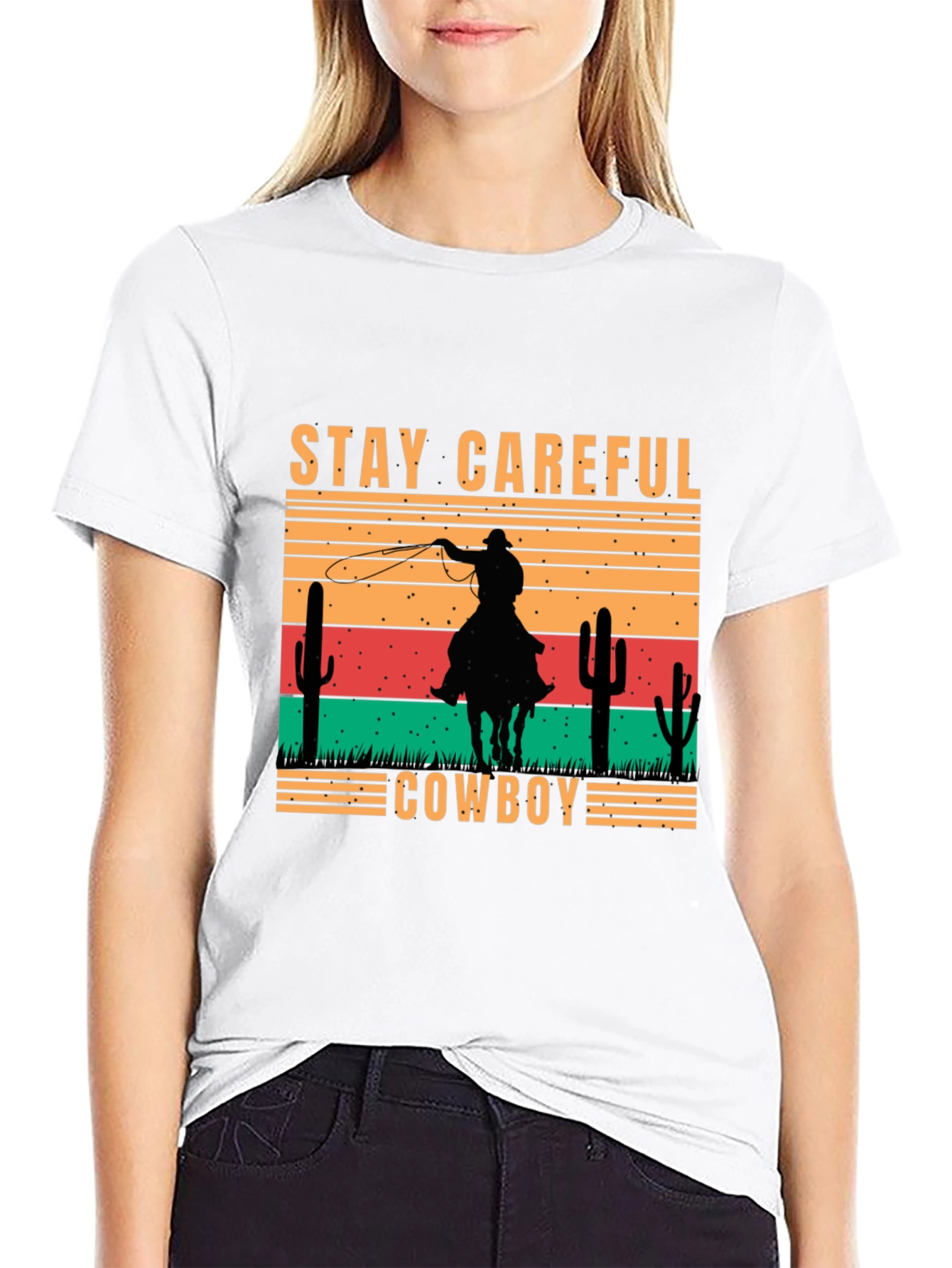 Black Stay Careful Cowboy Graphic Tee view 9