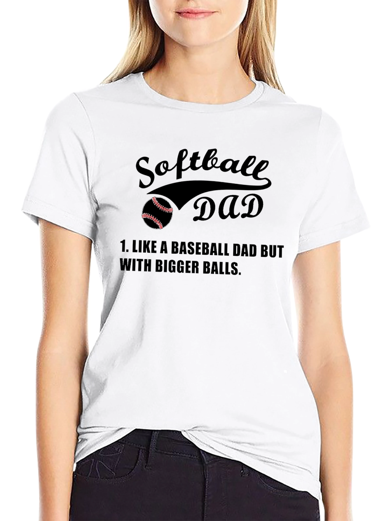 Black Softball Dad T-Shirt - Bigger Balls view 9