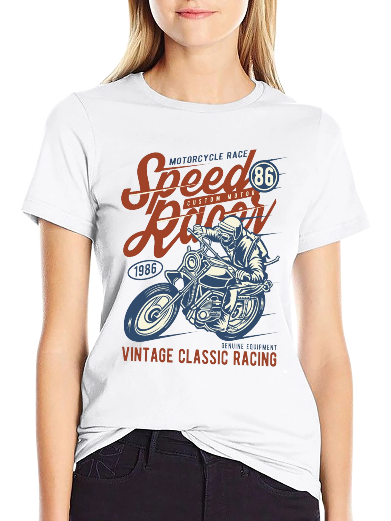 Black Vintage Motorcycle Racing Graphic T-Shirt view 9
