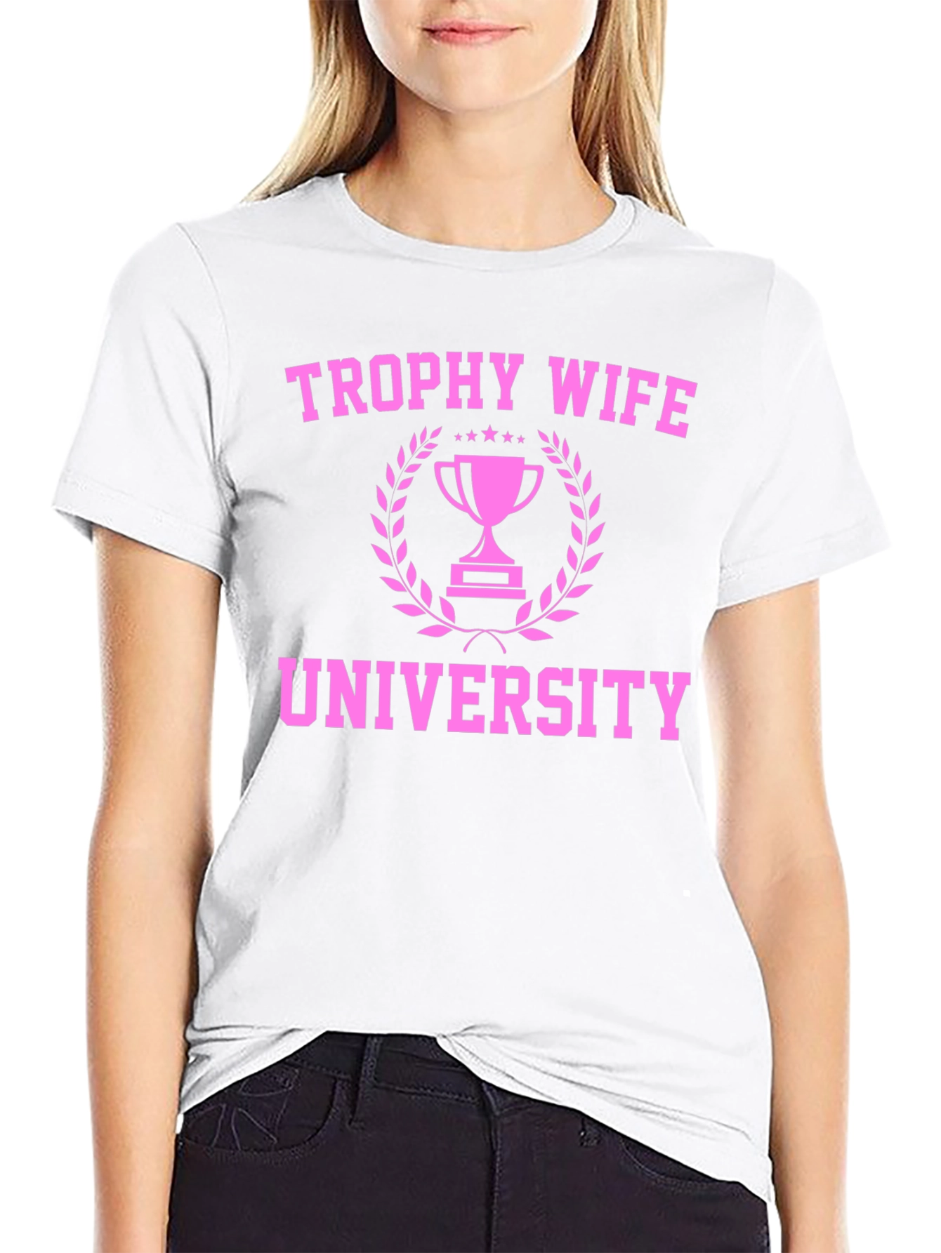 Black Trophy Wife University Graphic Tee - Black Cotton T-Shirt view 9