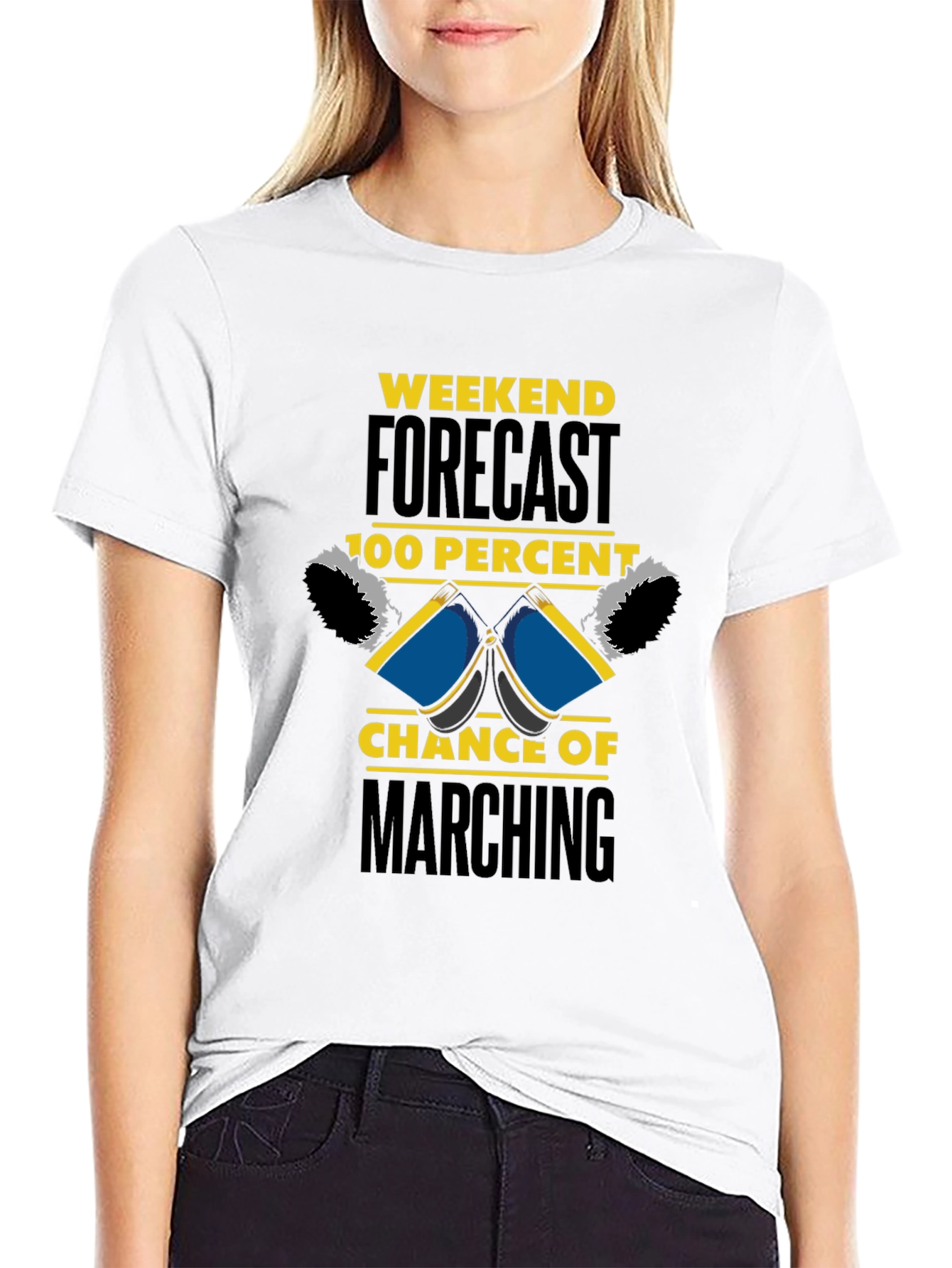 Black Marching Band Weekend Forecast T-Shirt view 9