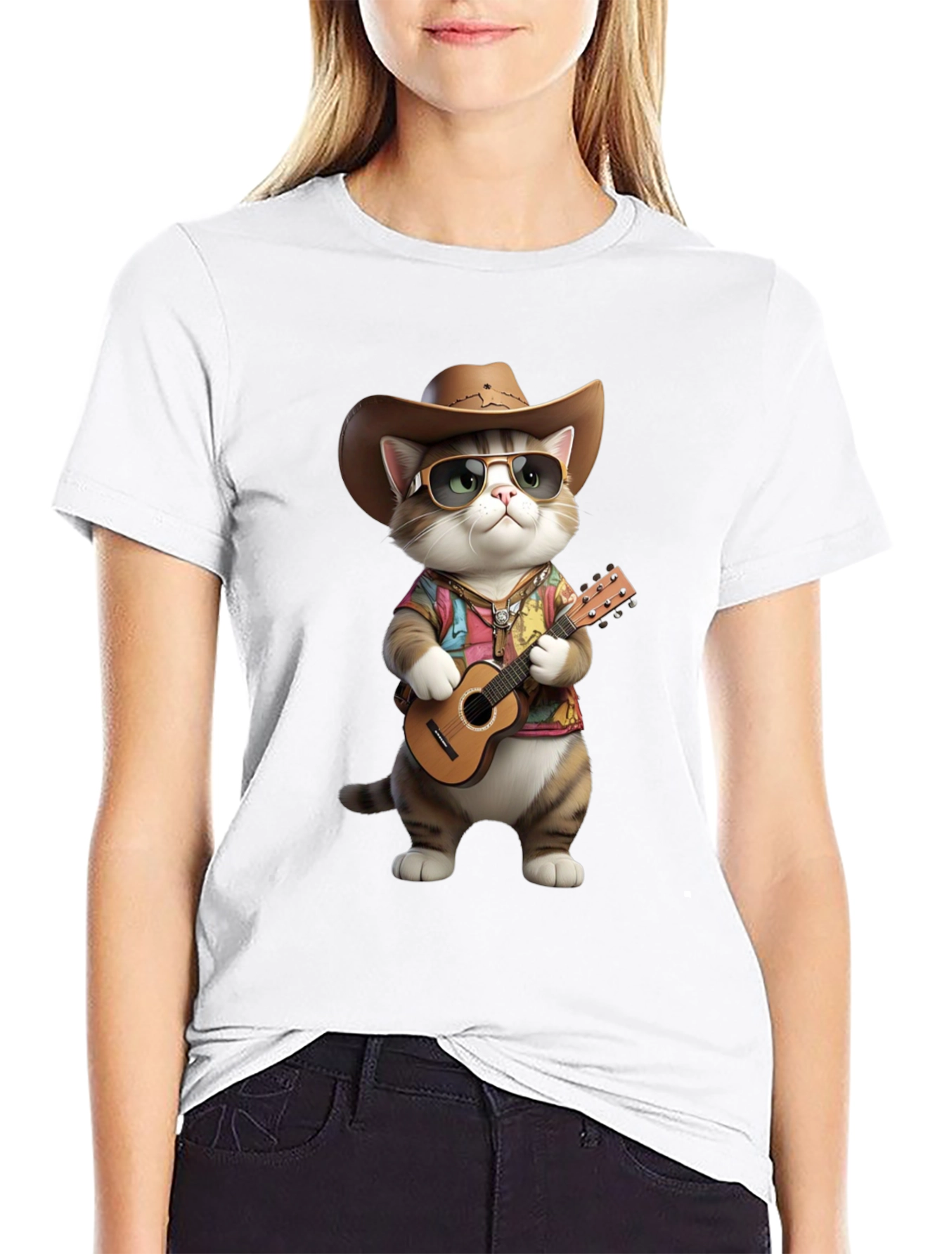 Black Cool Cat Cowboy T-Shirt view 9