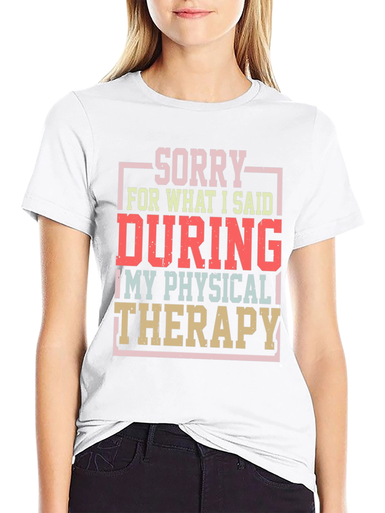 Black Sorry Physical Therapy T-Shirt Funny Workout Tee view 9