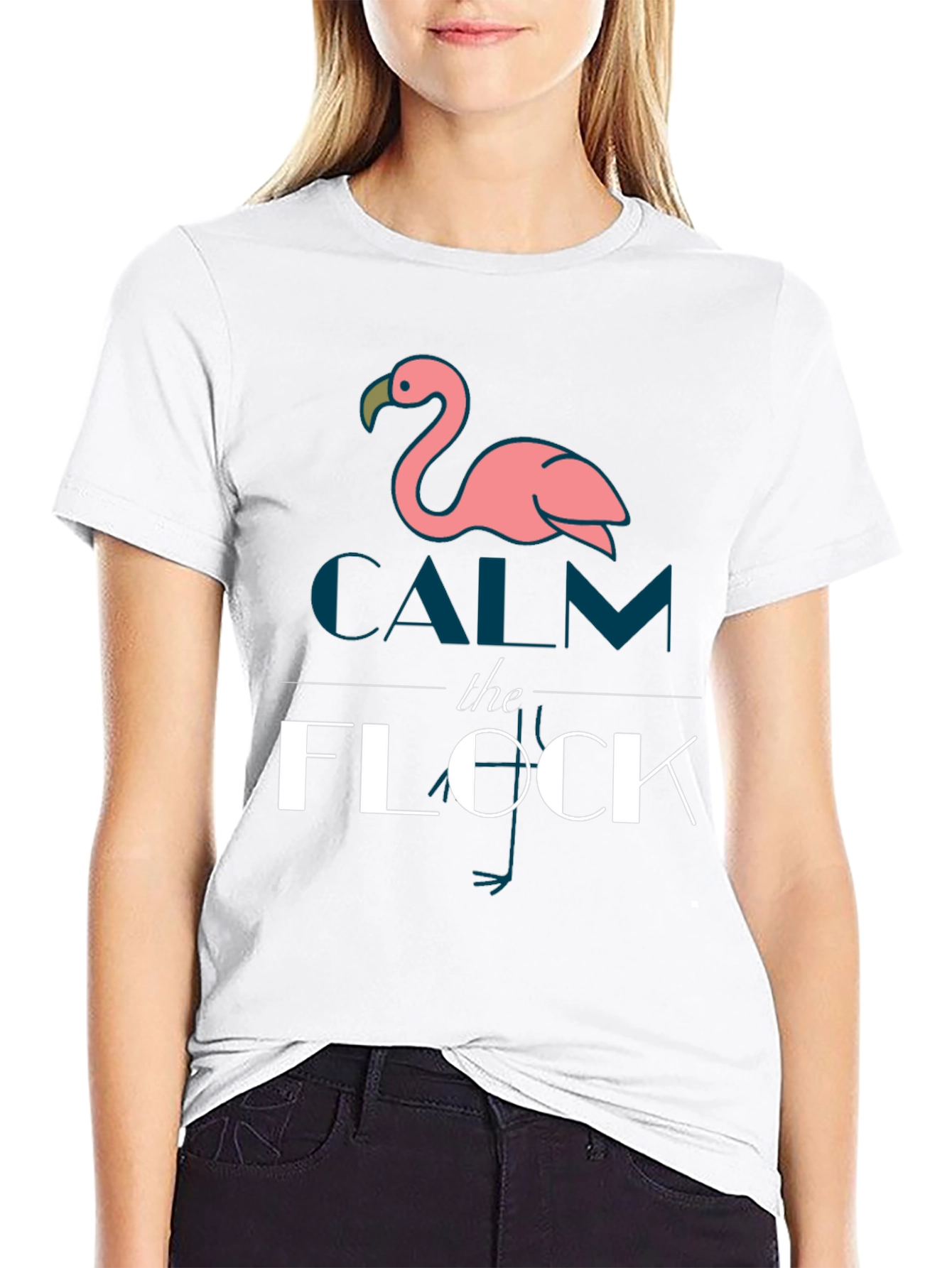 Black Calm The Flock Flamingo Graphic T-Shirt view 9