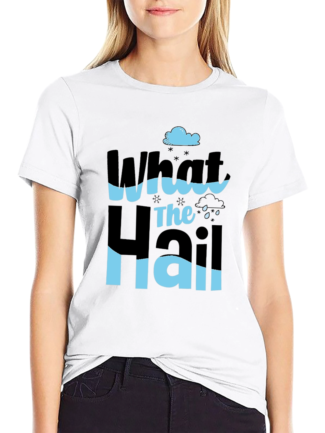 Black What the Hail T-Shirt - Weather Pun Tee view 9