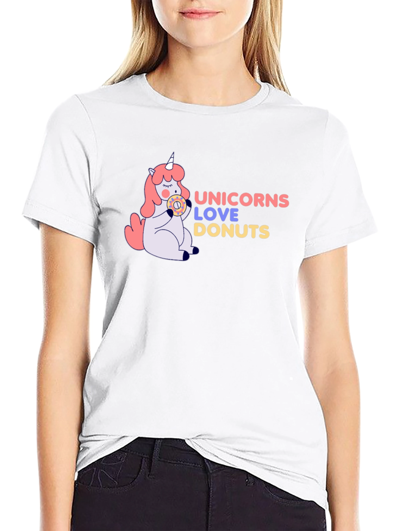 Black Unicorns Love Donuts Graphic T-Shirt view 9