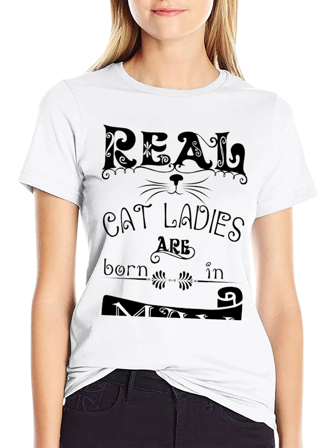 Black Real Cat Ladies Born in September T-Shirt view 9