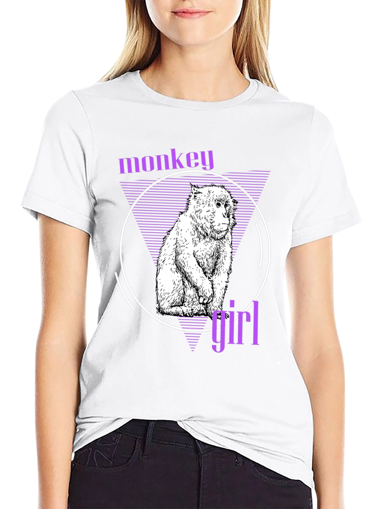 Black Monkey Girl Graphic Tee - Trendy Black T-Shirt view 9