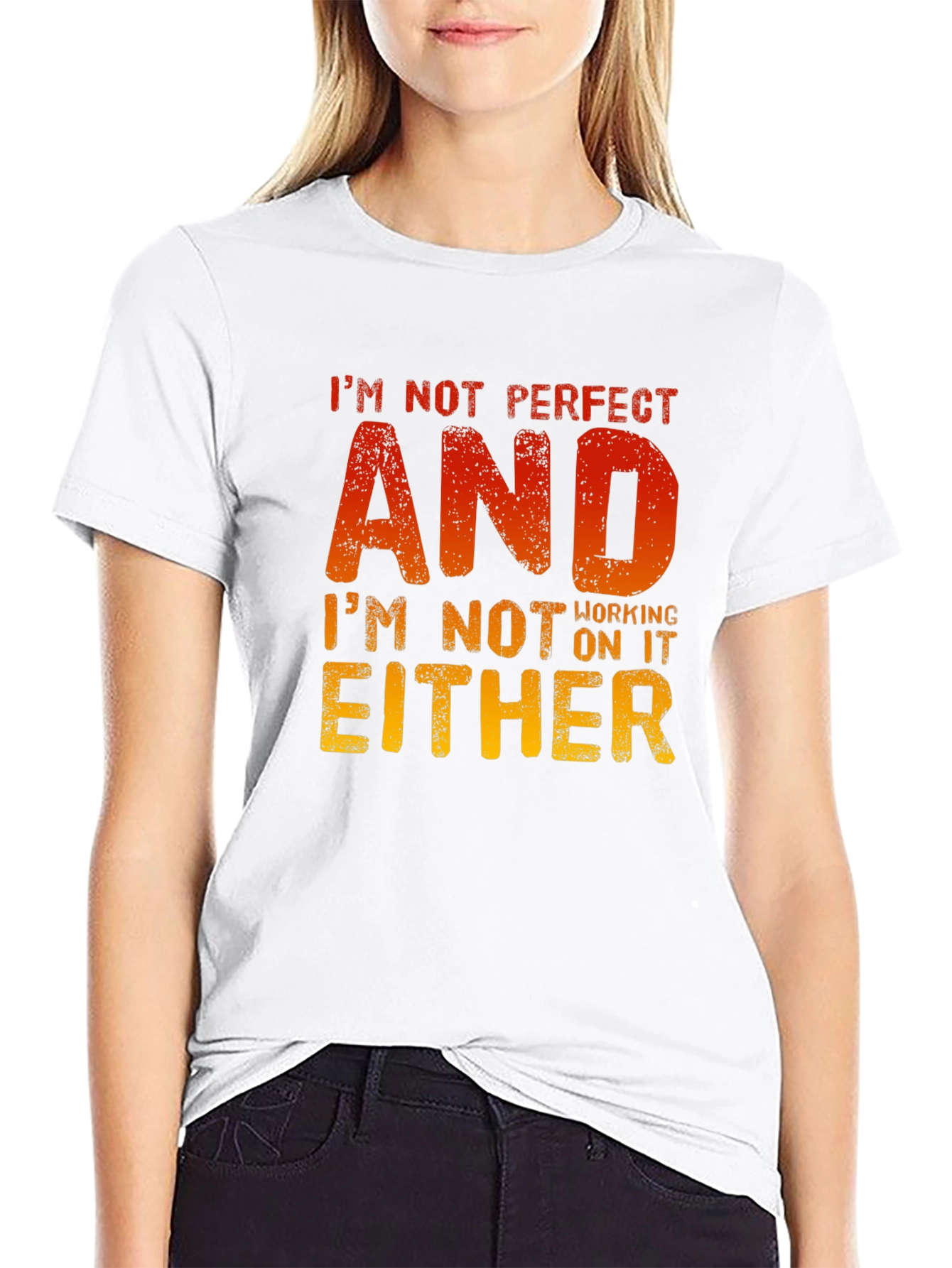 Black Funny Slogan T-Shirt - I'm Not Perfect view 9