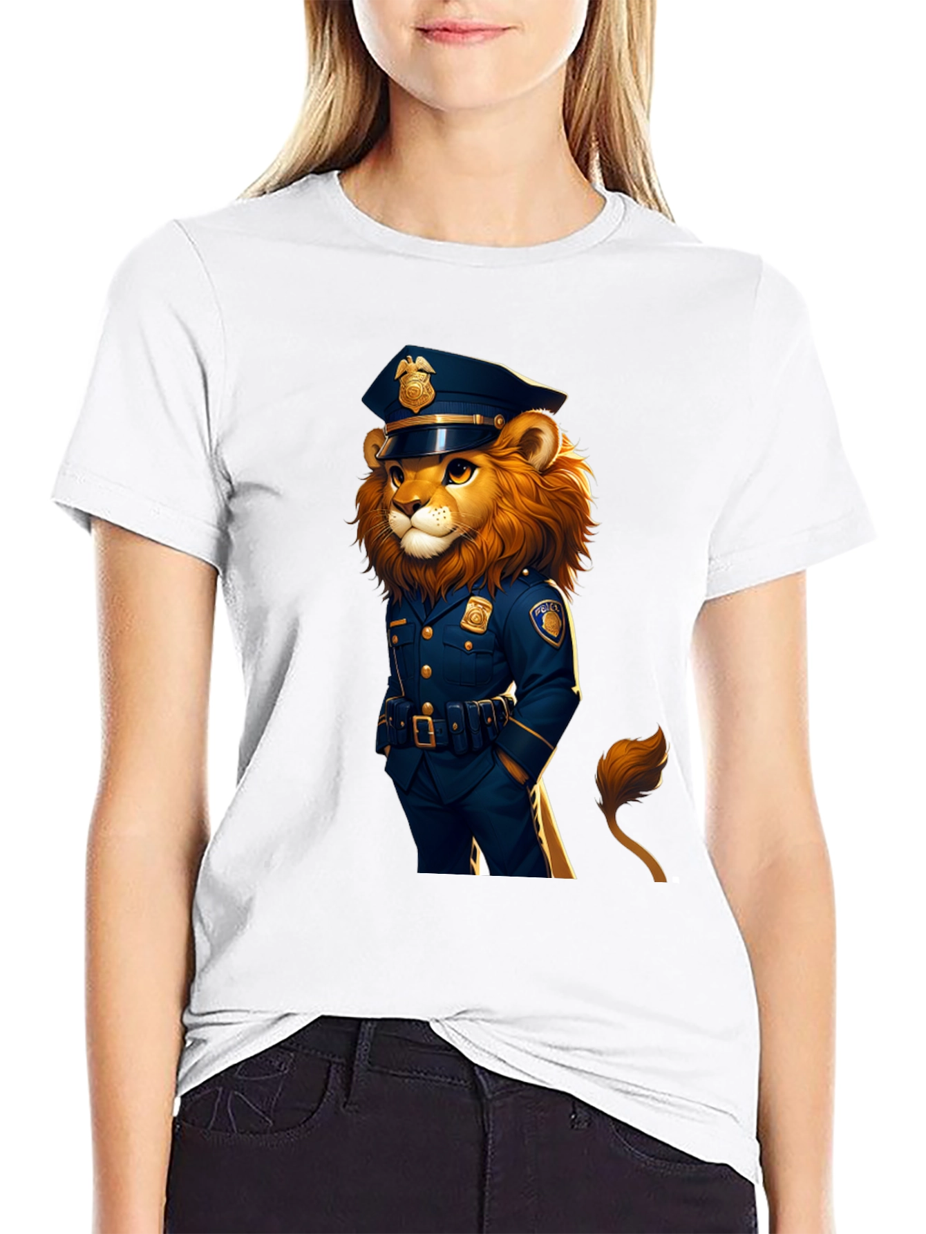Black Lion Police Officer Graphic Tee view 9