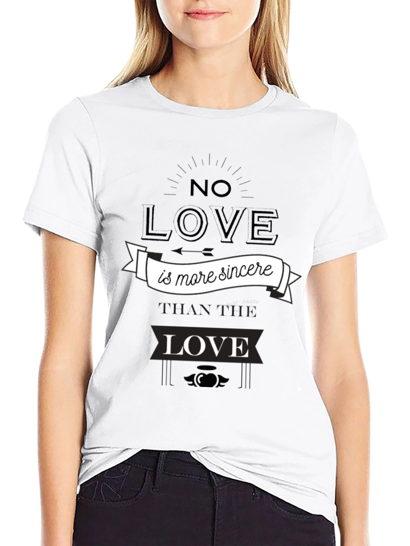Black Sincere Love Graphic Tee - Black Cotton T-Shirt view 9