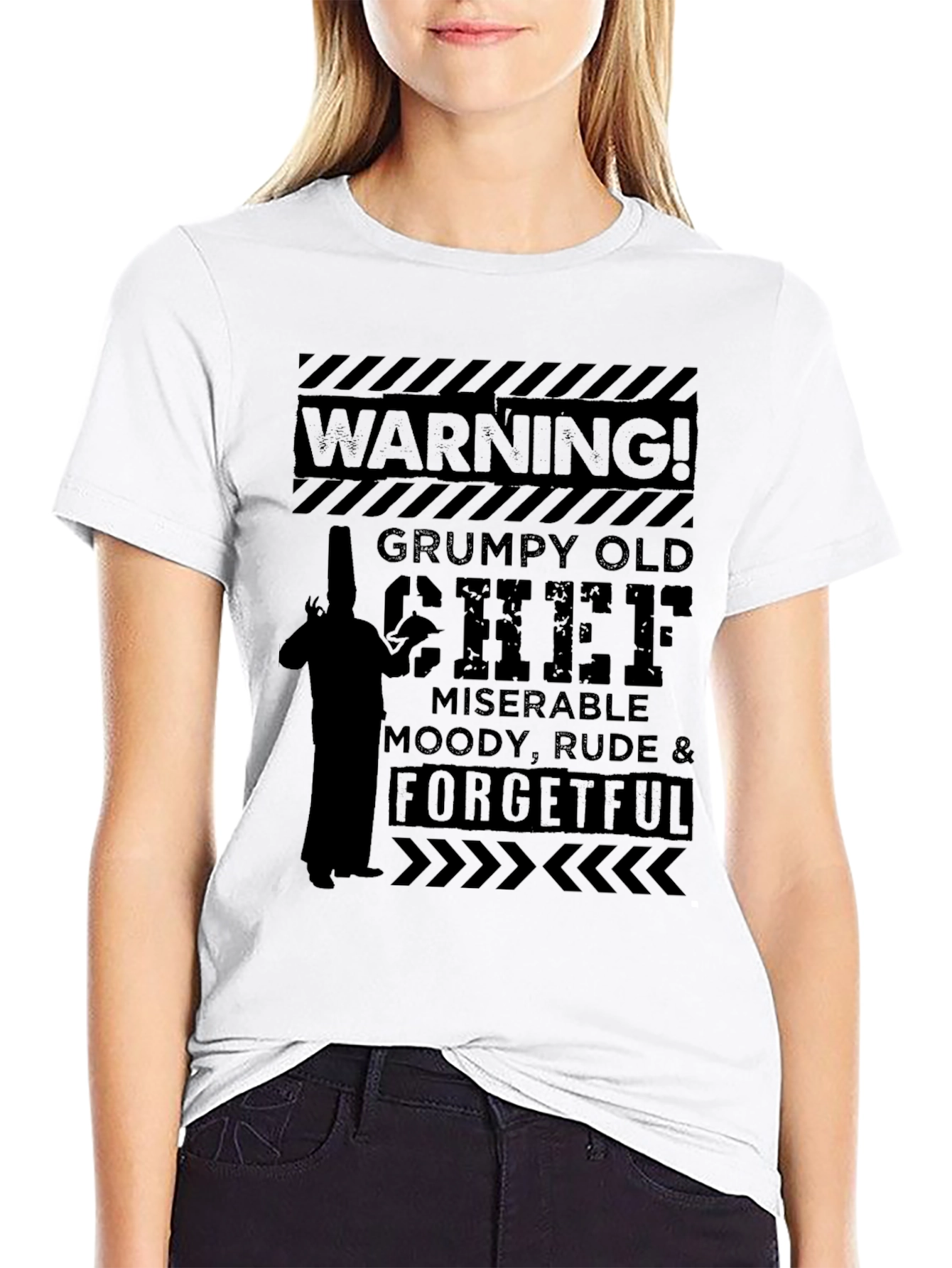 Black Grumpy Old Chef T-Shirt - Funny Kitchen Apparel view 9