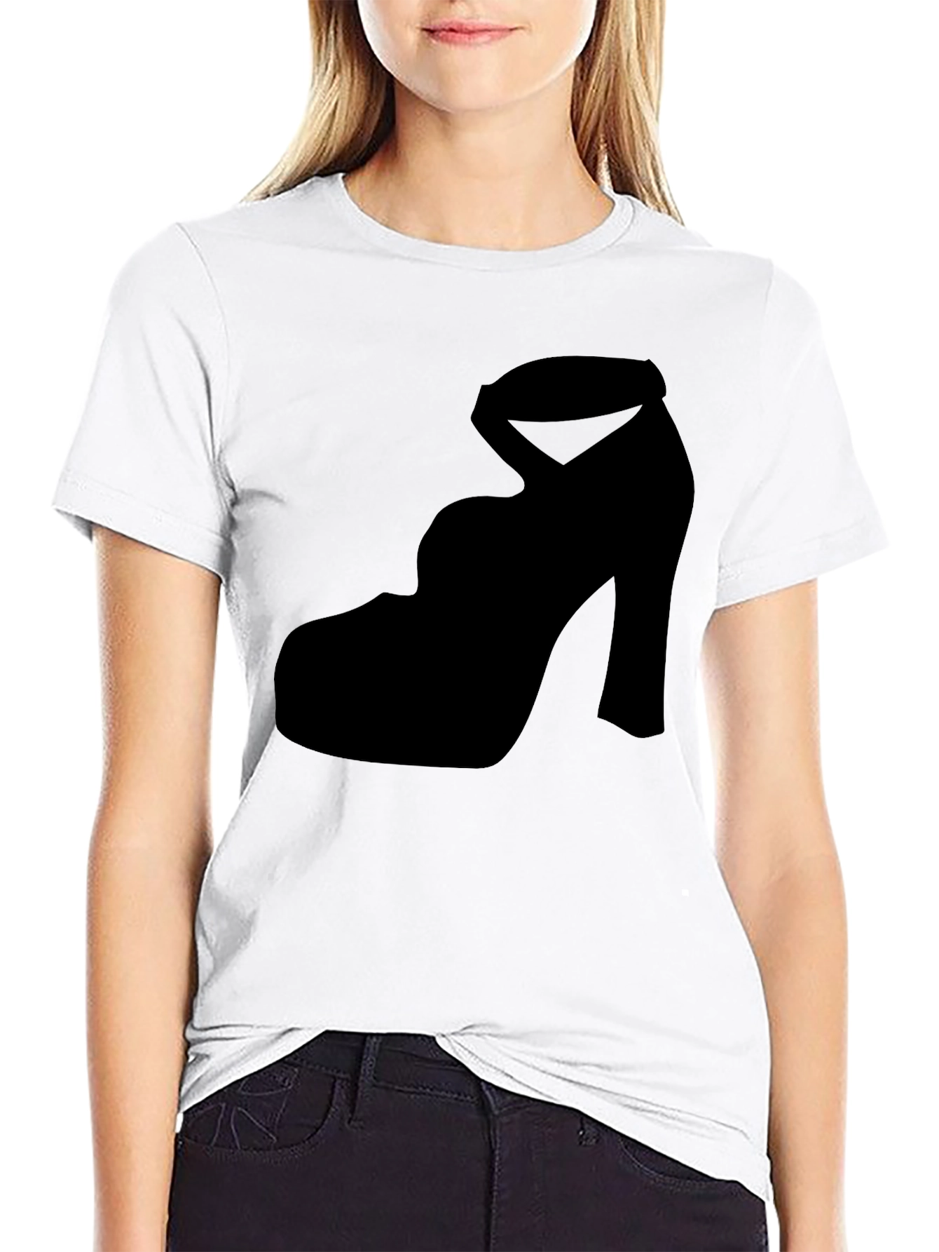 Black Heel Silhouette Tee - Stylish & Unique Design view 9