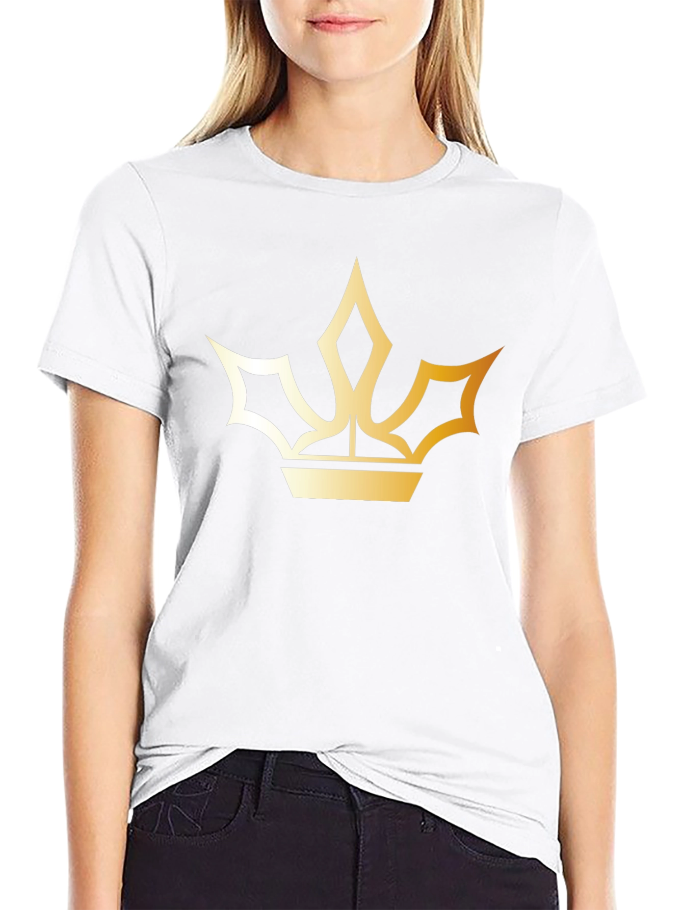 Black Golden Crown Graphic Black T-Shirt view 9