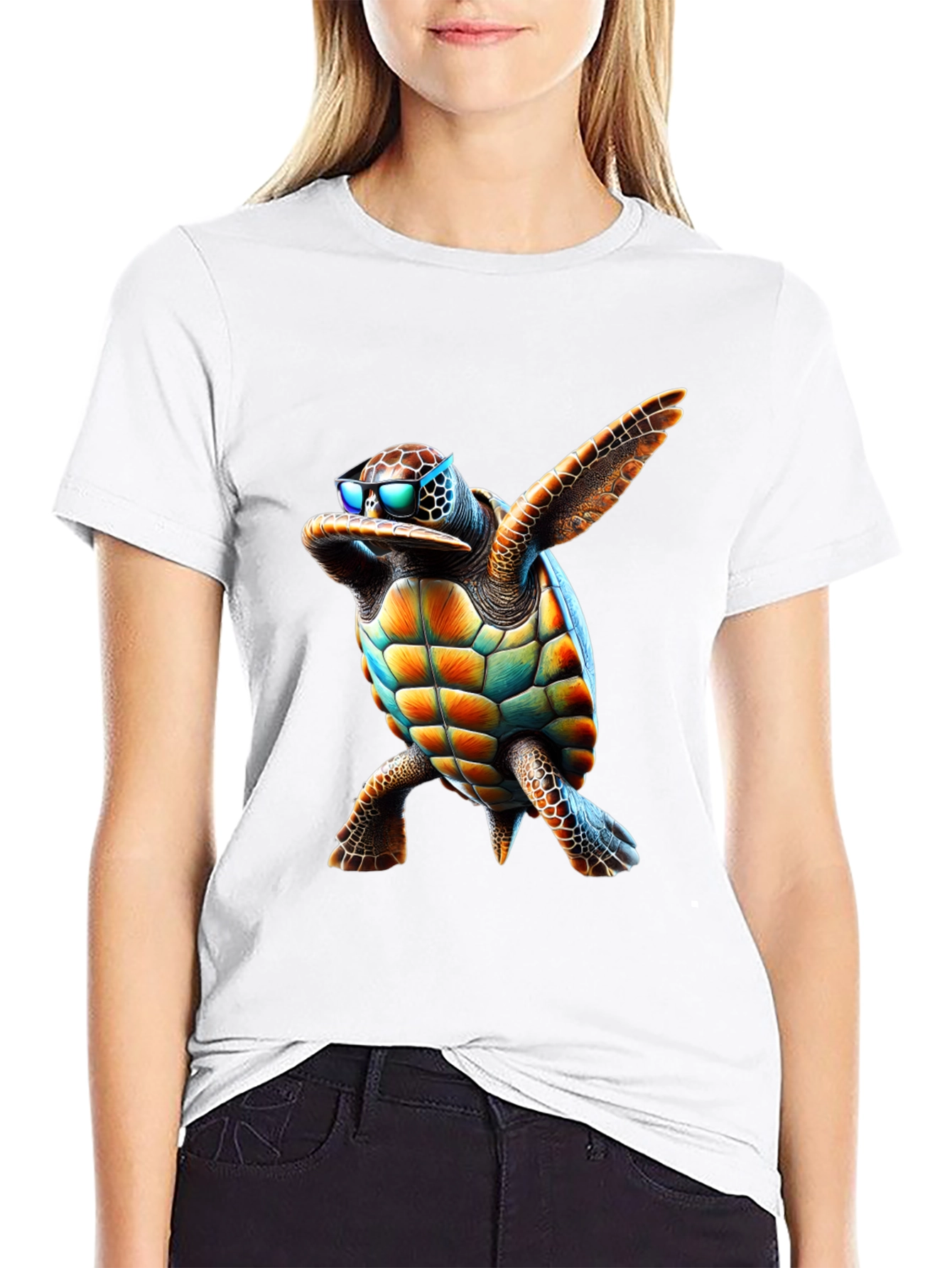 Black Dabbing Turtle Graphic Tee - Cool & Fun view 9