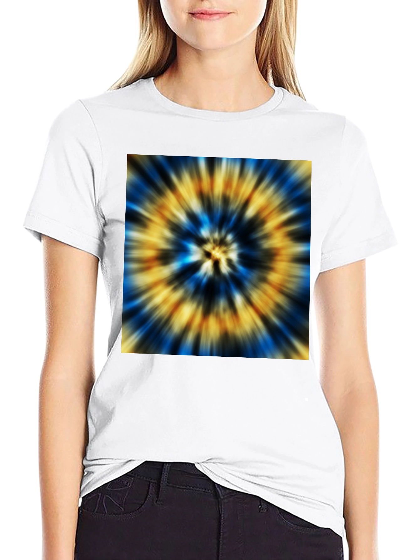 Black Vibrant Tie-Dye Graphic Black T-Shirt view 9
