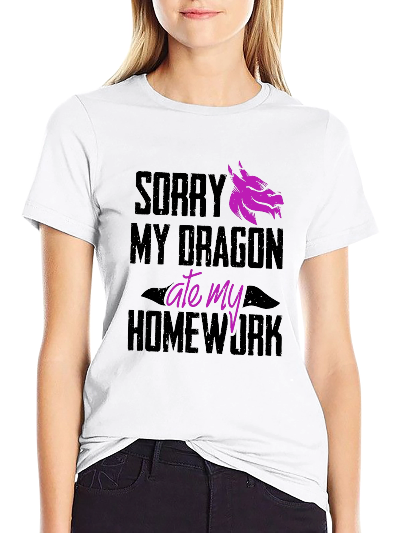 Black Dragon Ate My Homework Funny Graphic Tee view 9